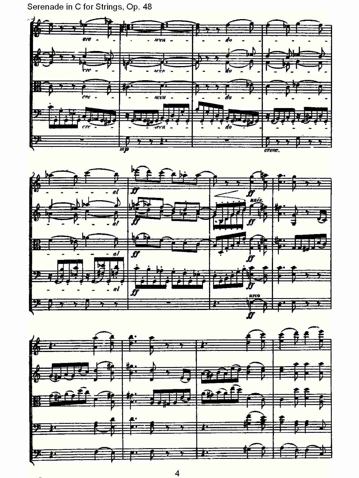Serenade in C for Strings, Op.48  C调弦乐小夜曲，Op.48（一）总谱（图4）