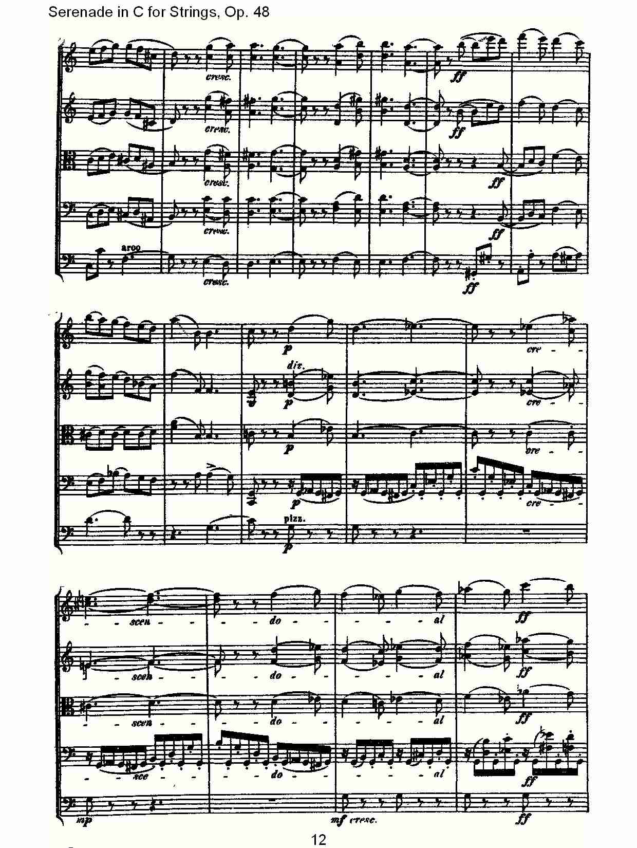 Serenade in C for Strings, Op.48  C调弦乐小夜曲，Op.48（三）总谱（图2）