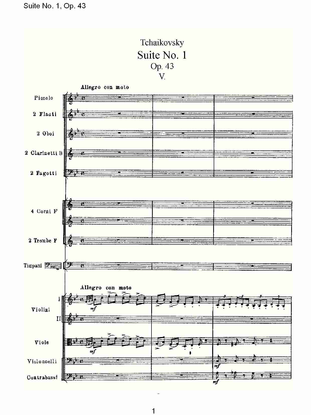 Suite No.1, Op.43   第一套曲,Op.43第五乐章（一）总谱（图1）