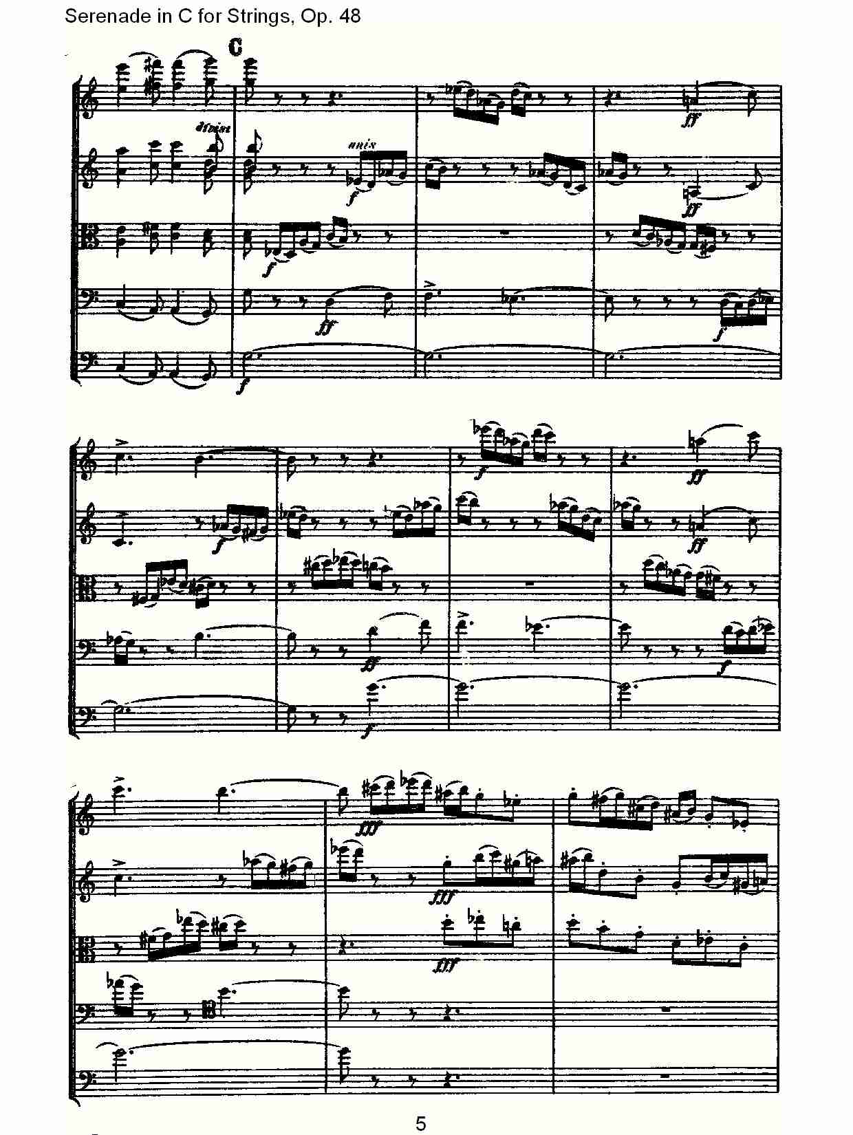 Serenade in C for Strings, Op.48  C调弦乐小夜曲，Op.48（一）总谱（图5）