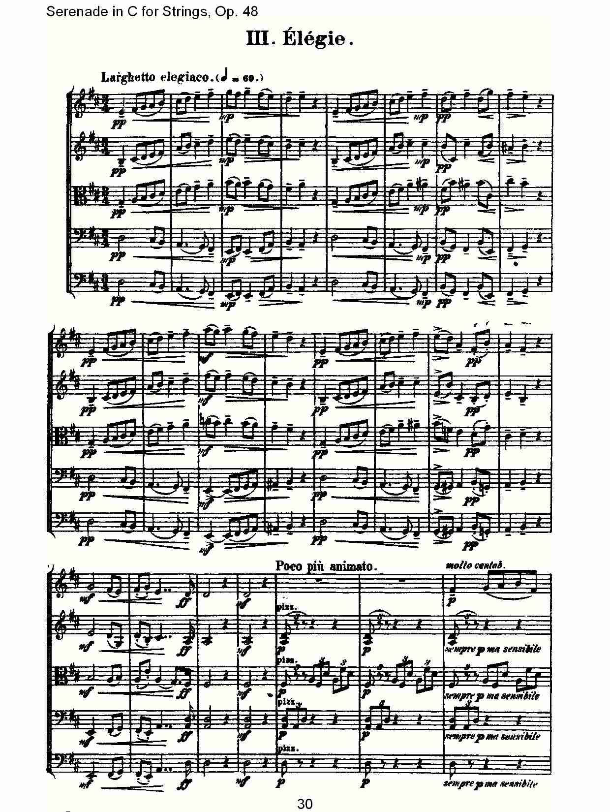 Serenade in C for Strings, Op.48  C调弦乐小夜曲，Op.48（六）总谱（图5）