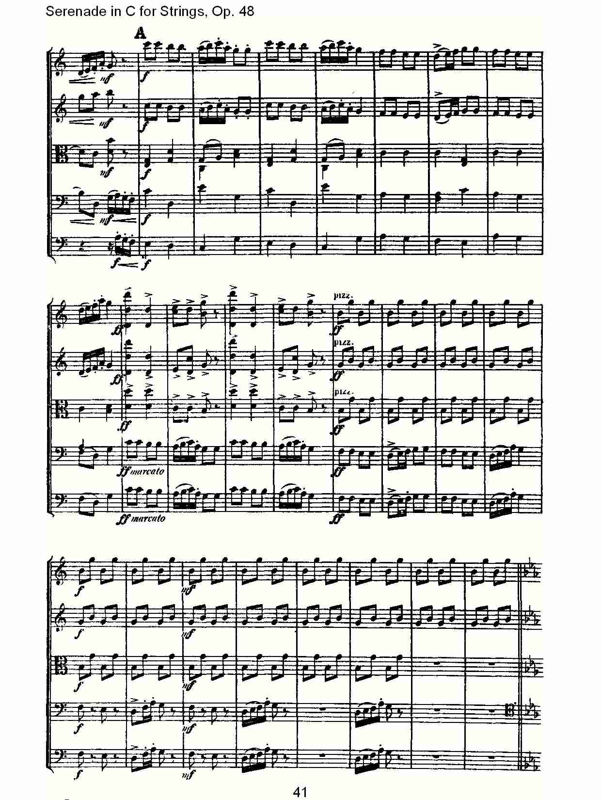 Serenade in C for Strings, Op.48  C调弦乐小夜曲，Op.48（九）总谱（图1）