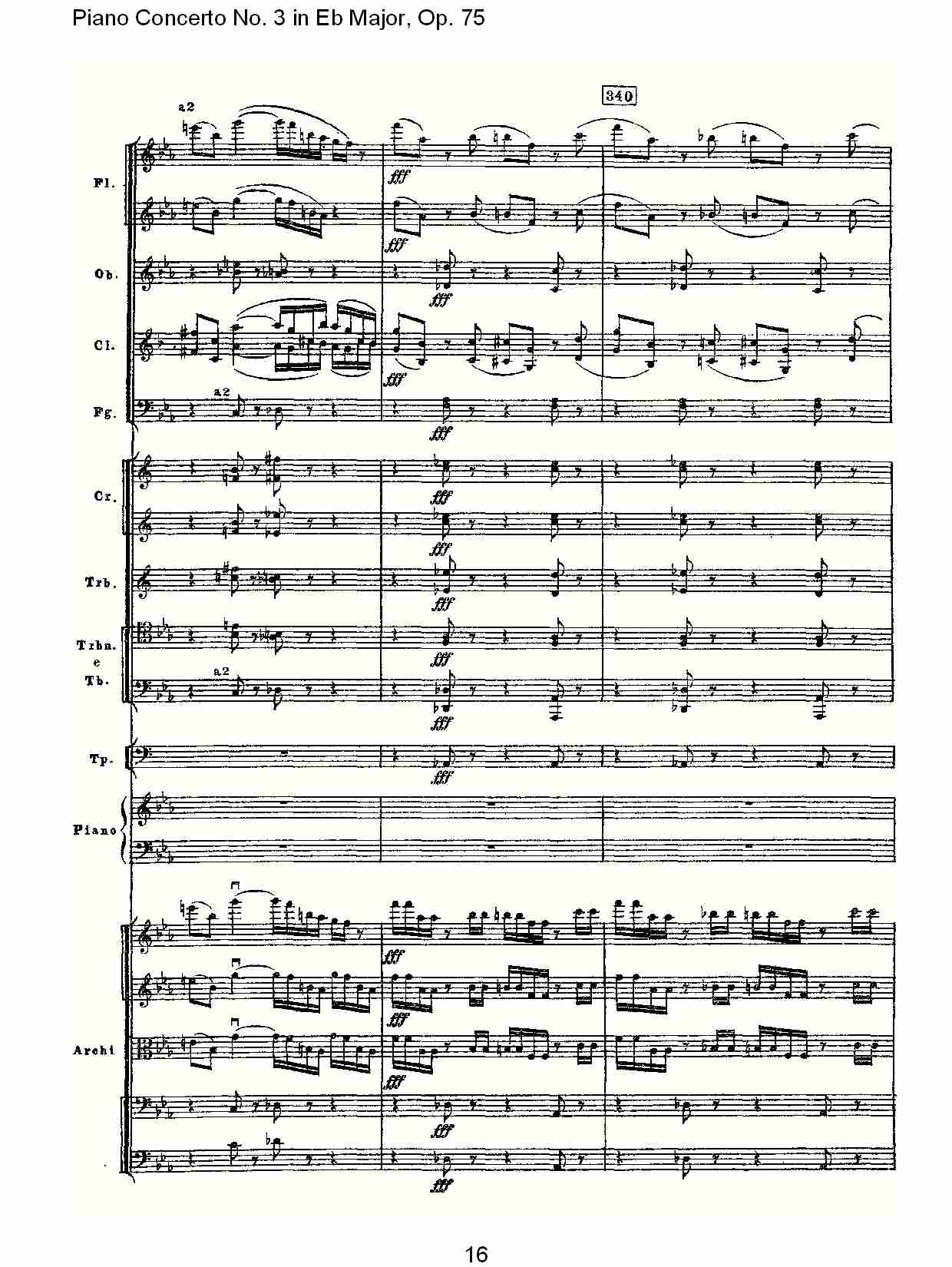 Eb大调第三钢琴协奏曲, Op.75第二部（四）总谱（图1）