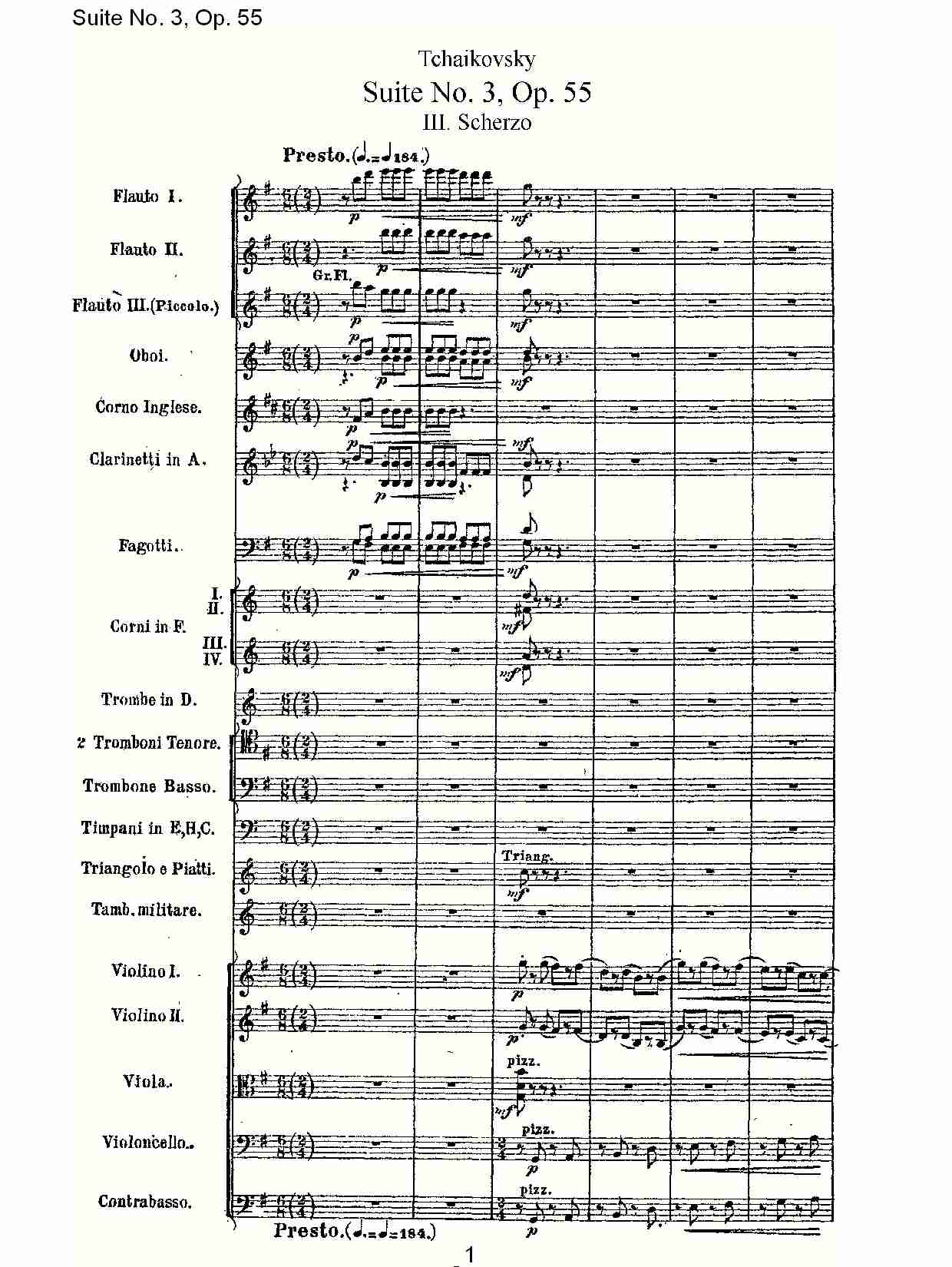 Suite No. 3, Op.55  第三套曲,Op.55第三乐章（一）总谱（图1）