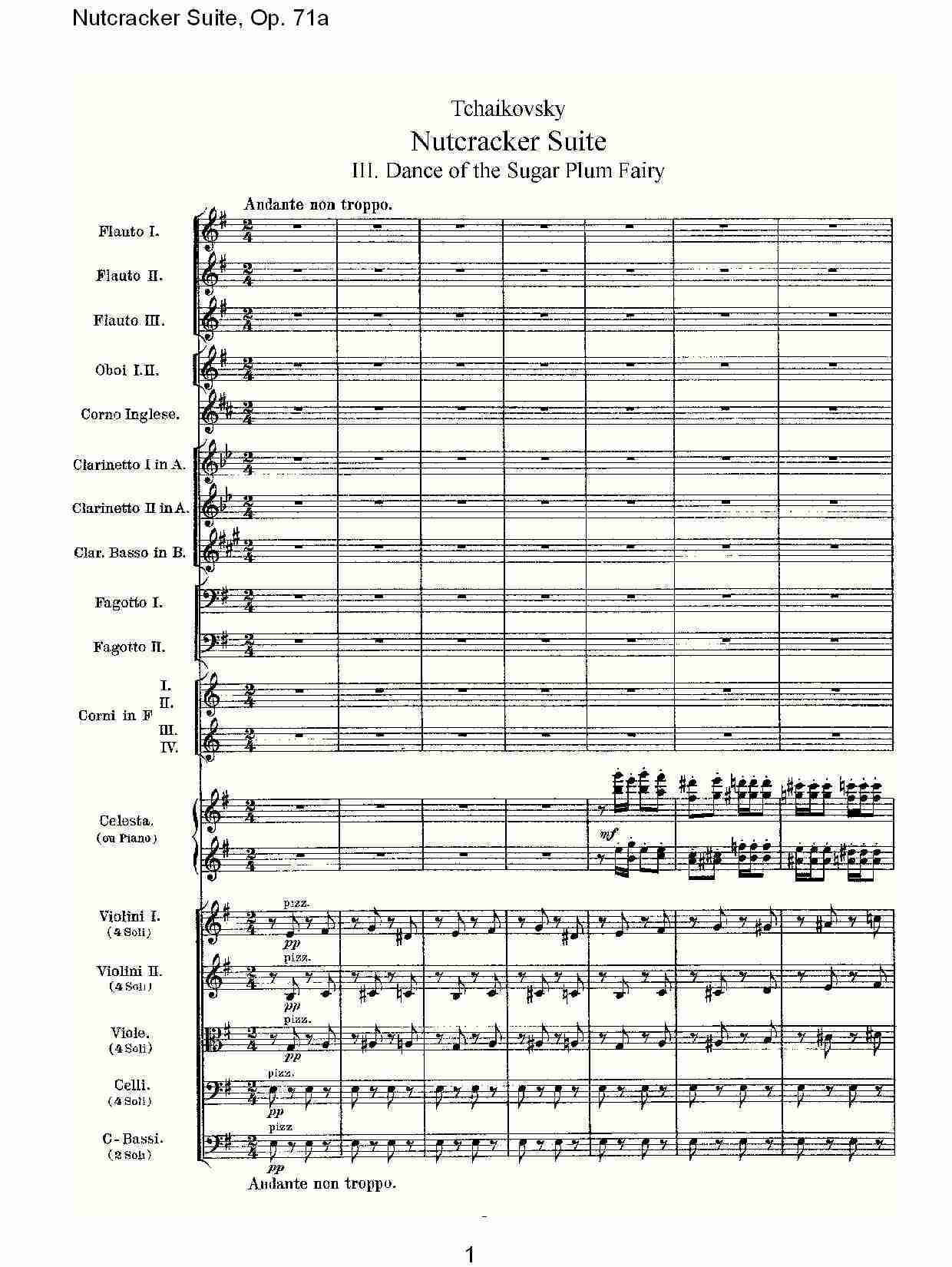 Nutcracker Suite, Op.71a   胡桃铗套曲，Op.71a第三乐章（一）总谱（图1）