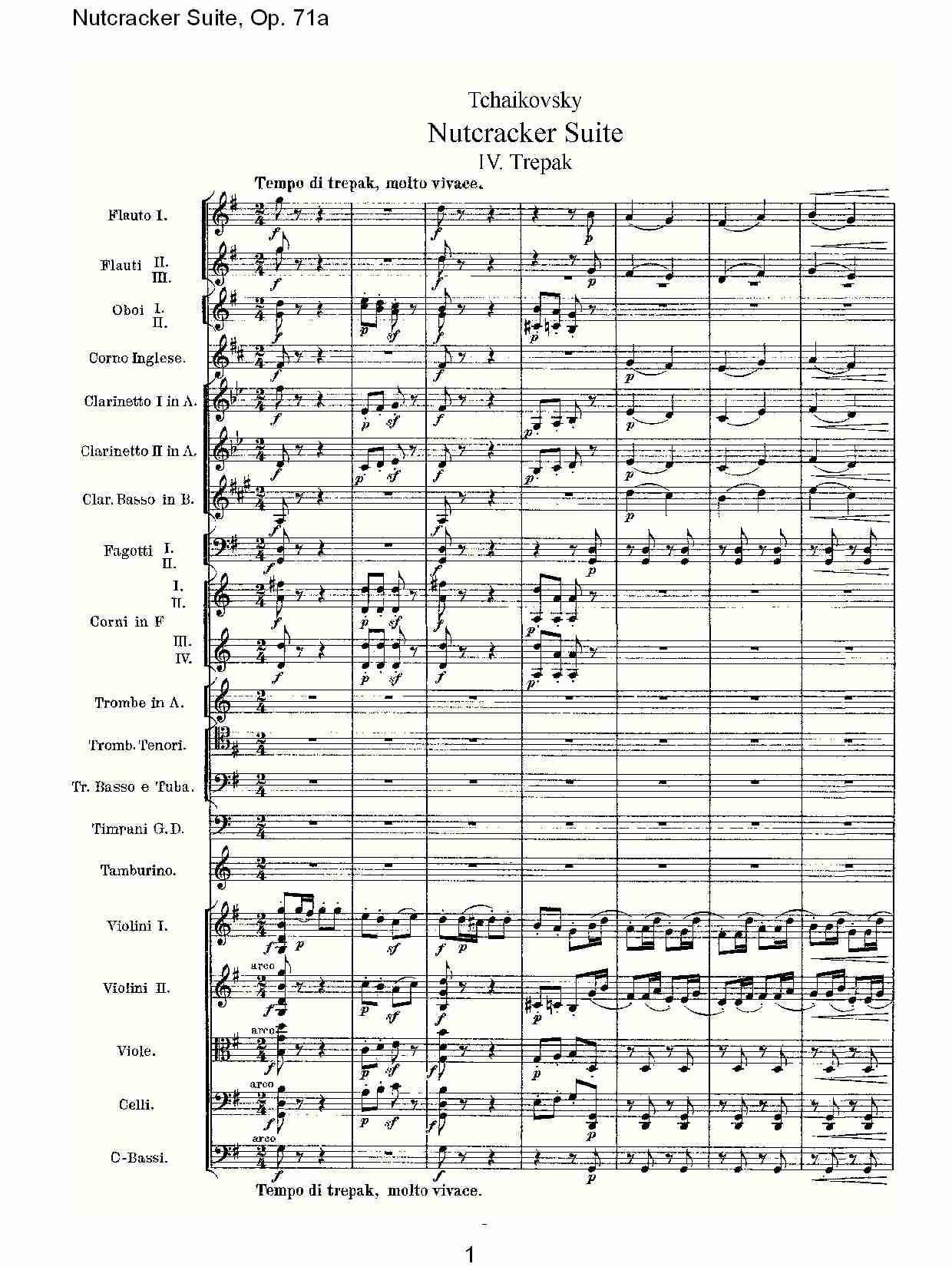 Nutcracker Suite, Op.71a   胡桃铗套曲，Op.71a第四乐章（一）总谱（图1）