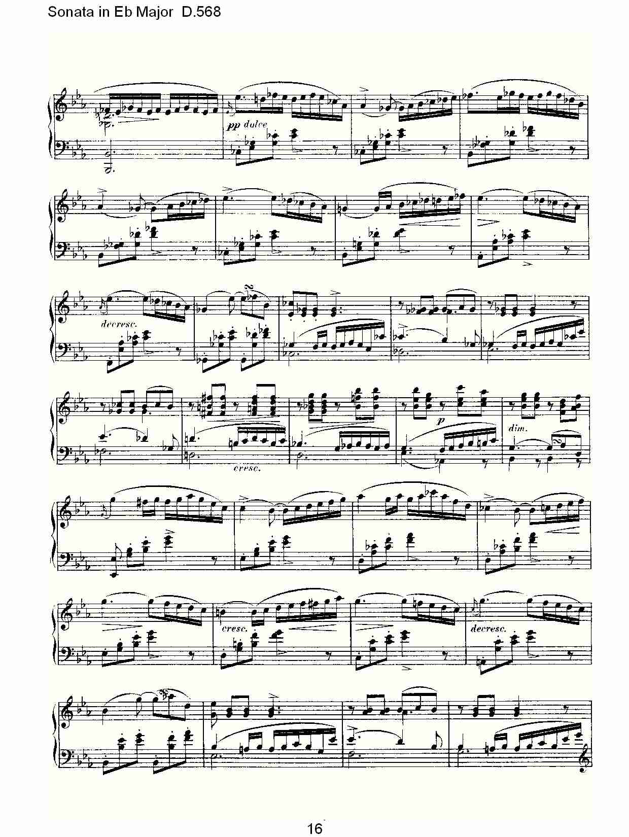 Sonata in Eb Major D.568 Eb大调奏鸣曲D.568（四）总谱（图1）