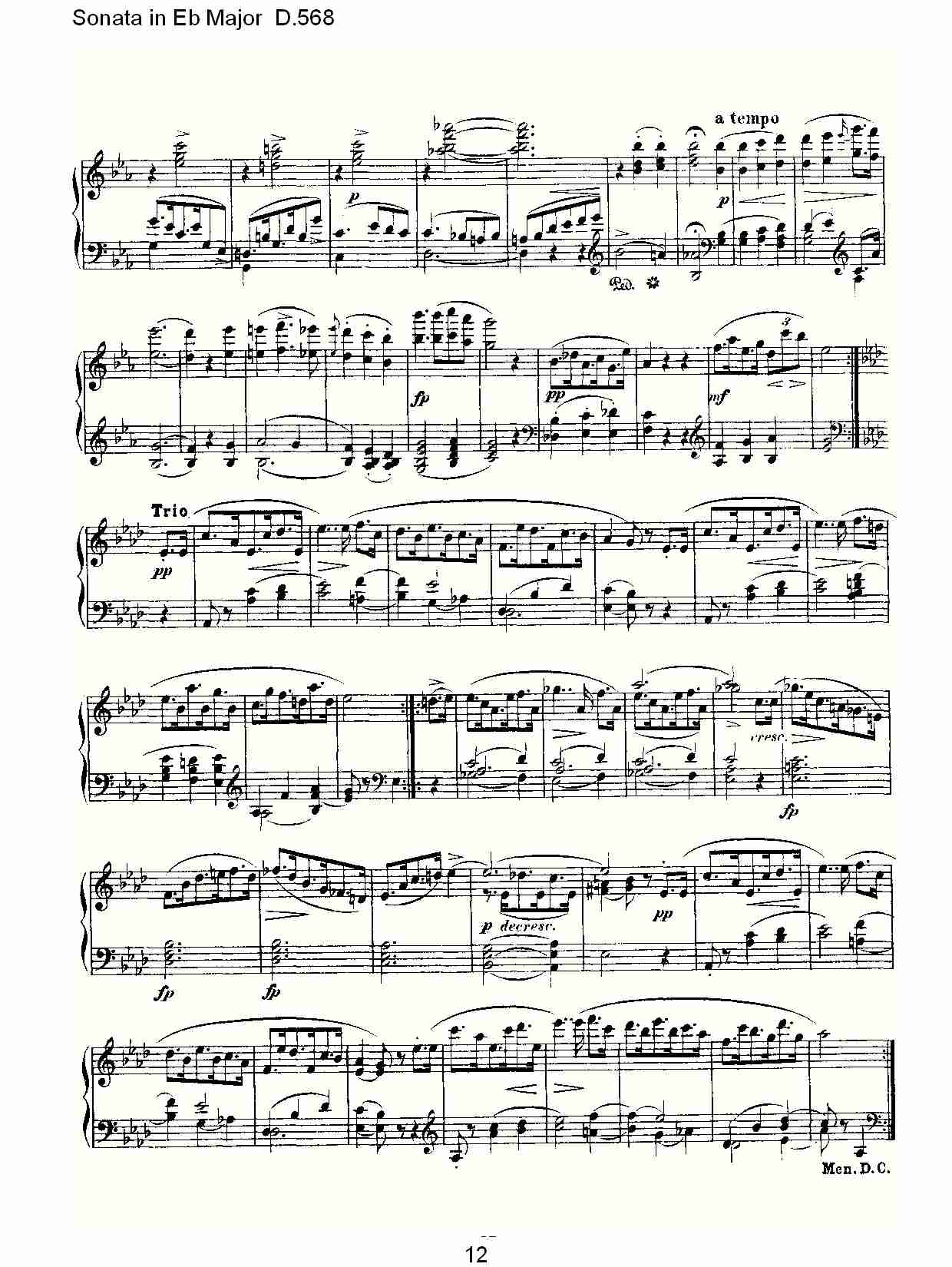 Sonata in Eb Major D.568 Eb大调奏鸣曲D.568（三）总谱（图2）