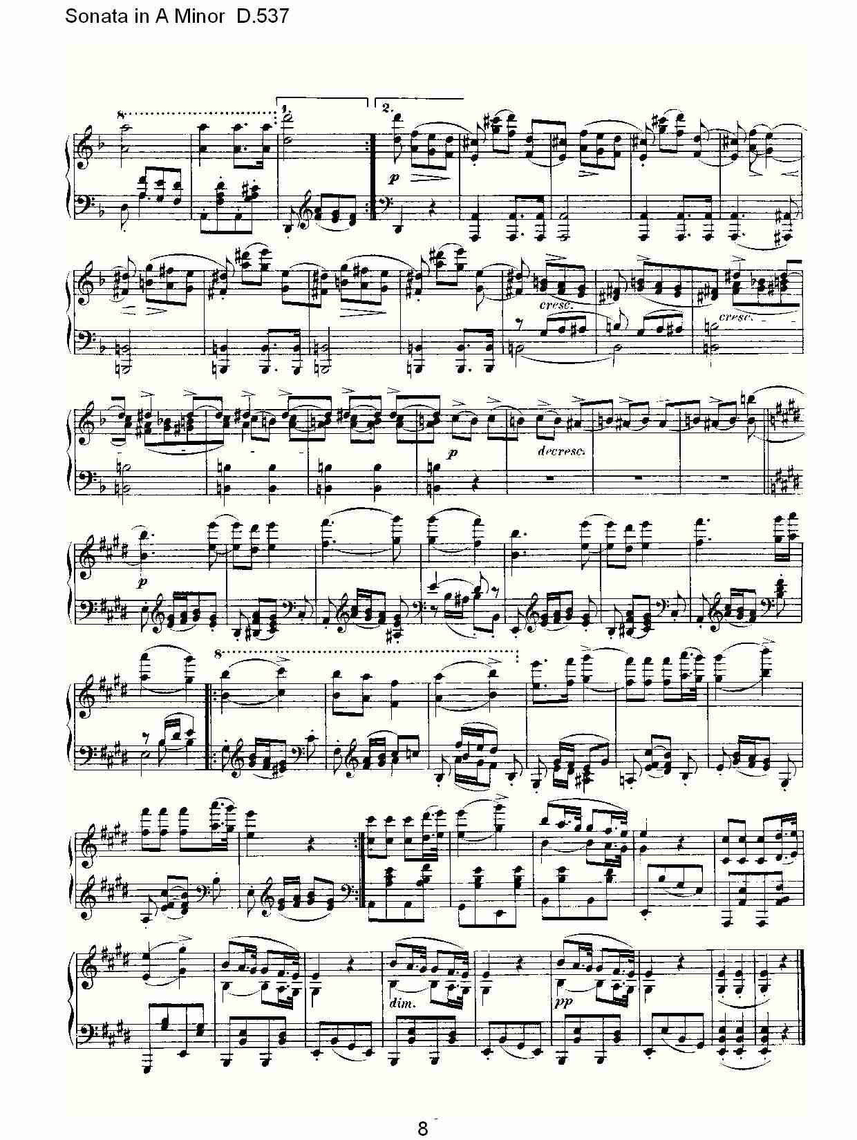 Sonata in A Minor D.537 A小调奏鸣曲D.537（二）总谱（图3）