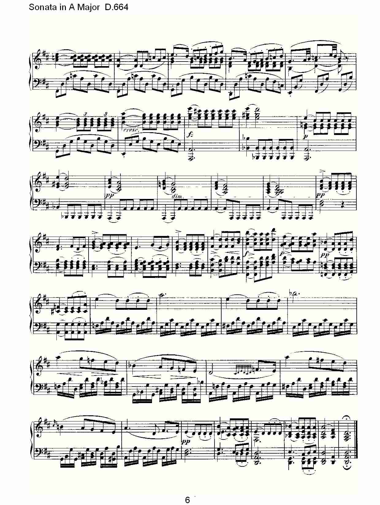 Sonata in A Major D.664  A大调奏鸣曲D.664（二）总谱（图1）