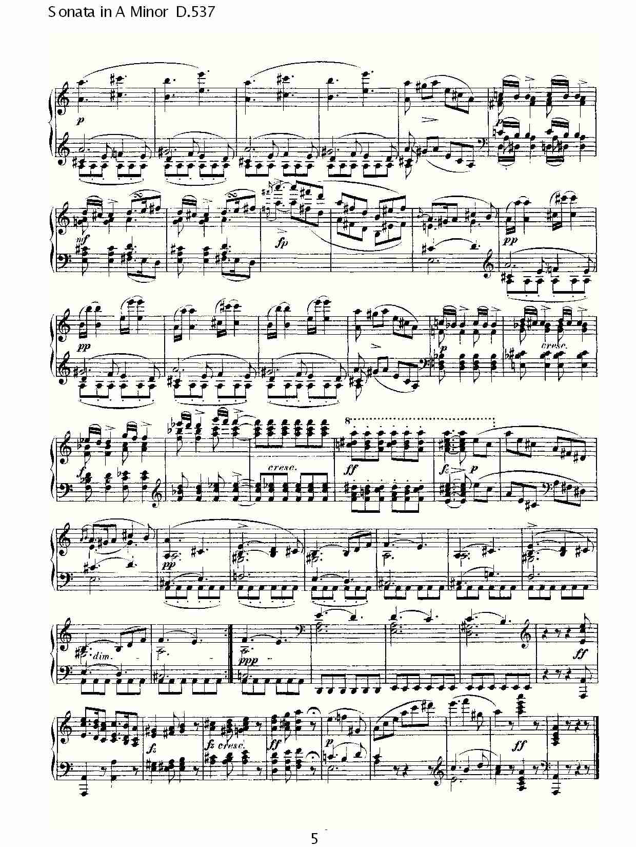 Sonata in A Minor D.537 A小调奏鸣曲D.537（一）总谱（图6）