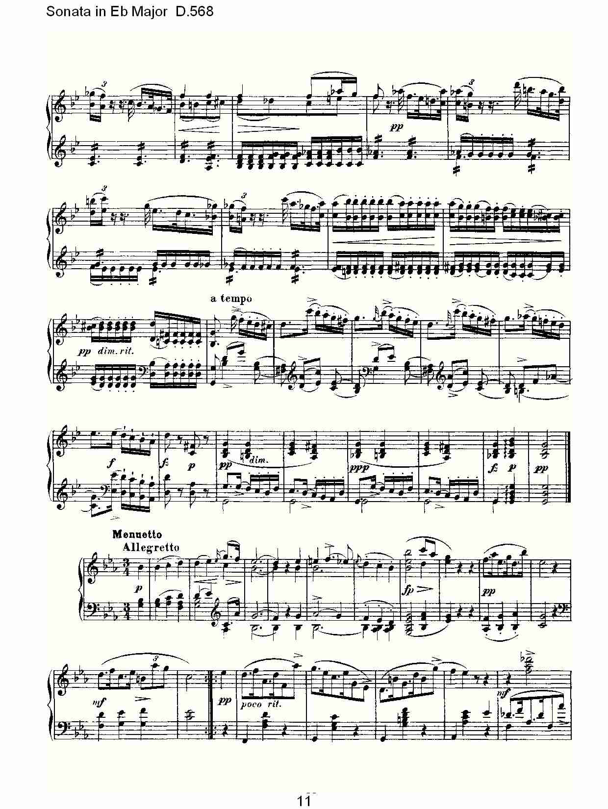 Sonata in Eb Major D.568 Eb大调奏鸣曲D.568（三）总谱（图1）