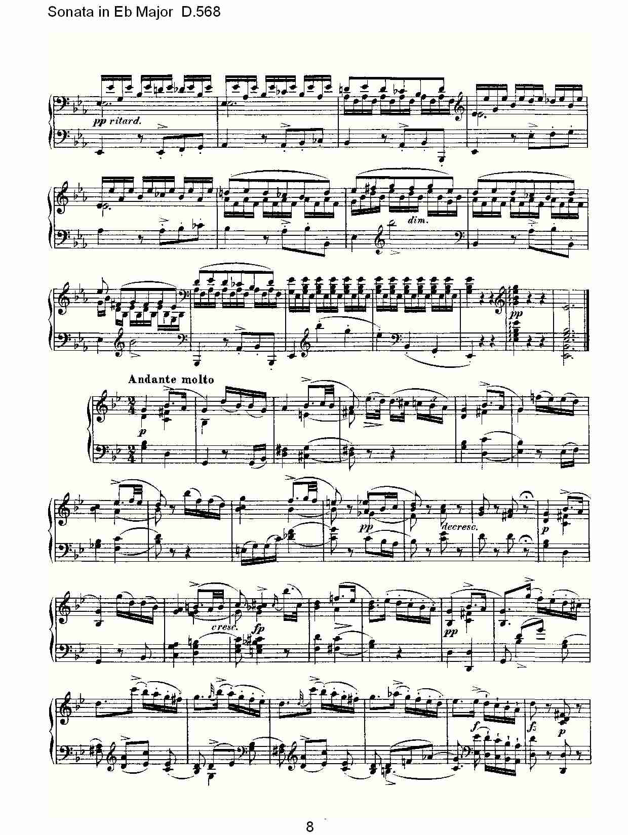 Sonata in Eb Major D.568 Eb大调奏鸣曲D.568（二）总谱（图3）