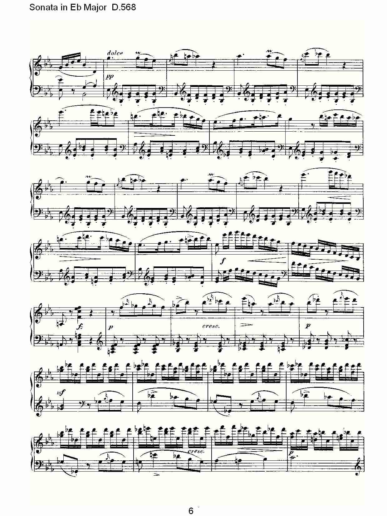 Sonata in Eb Major D.568 Eb大调奏鸣曲D.568（二）总谱（图1）