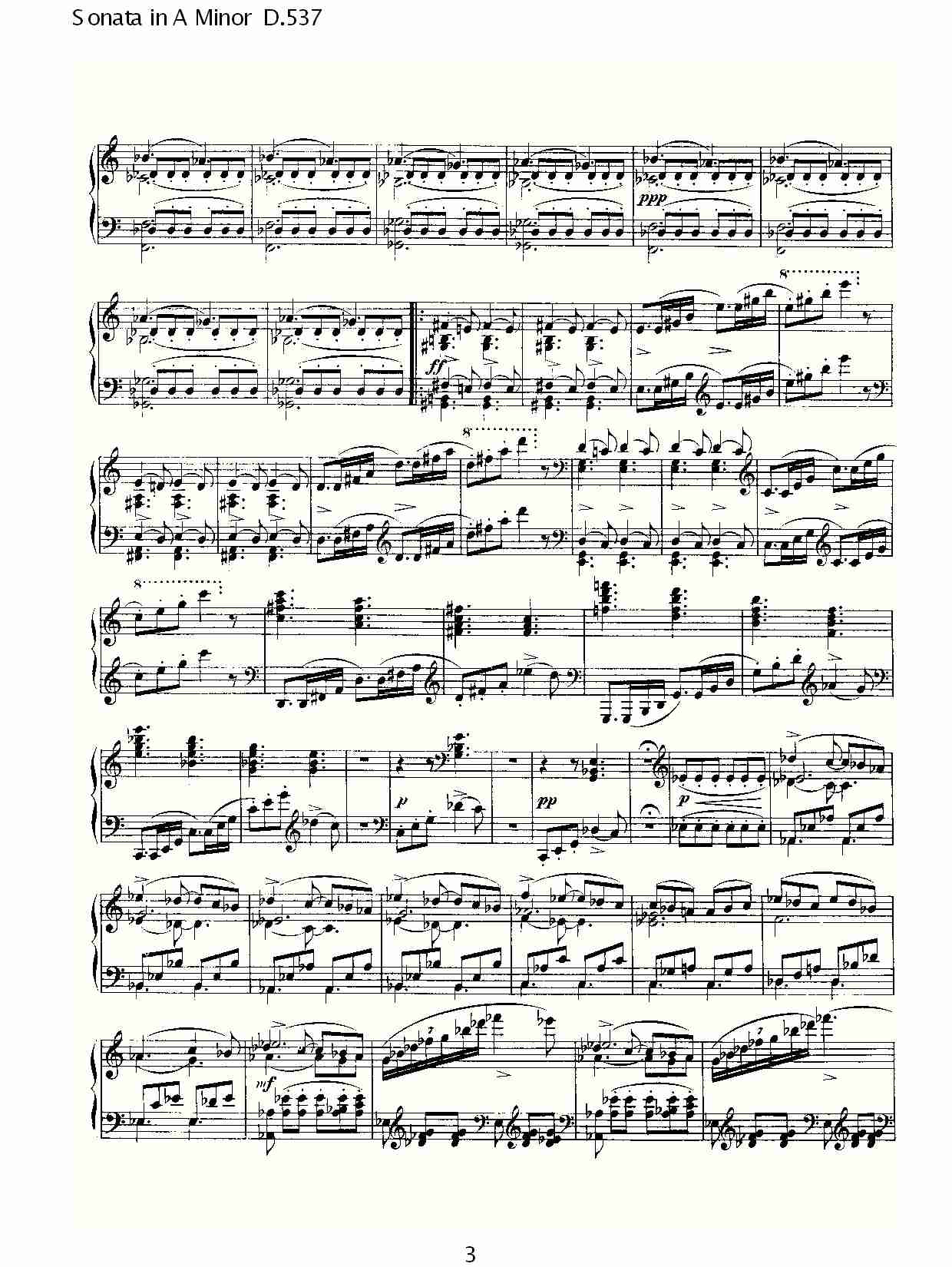 Sonata in A Minor D.537 A小调奏鸣曲D.537（一）总谱（图3）