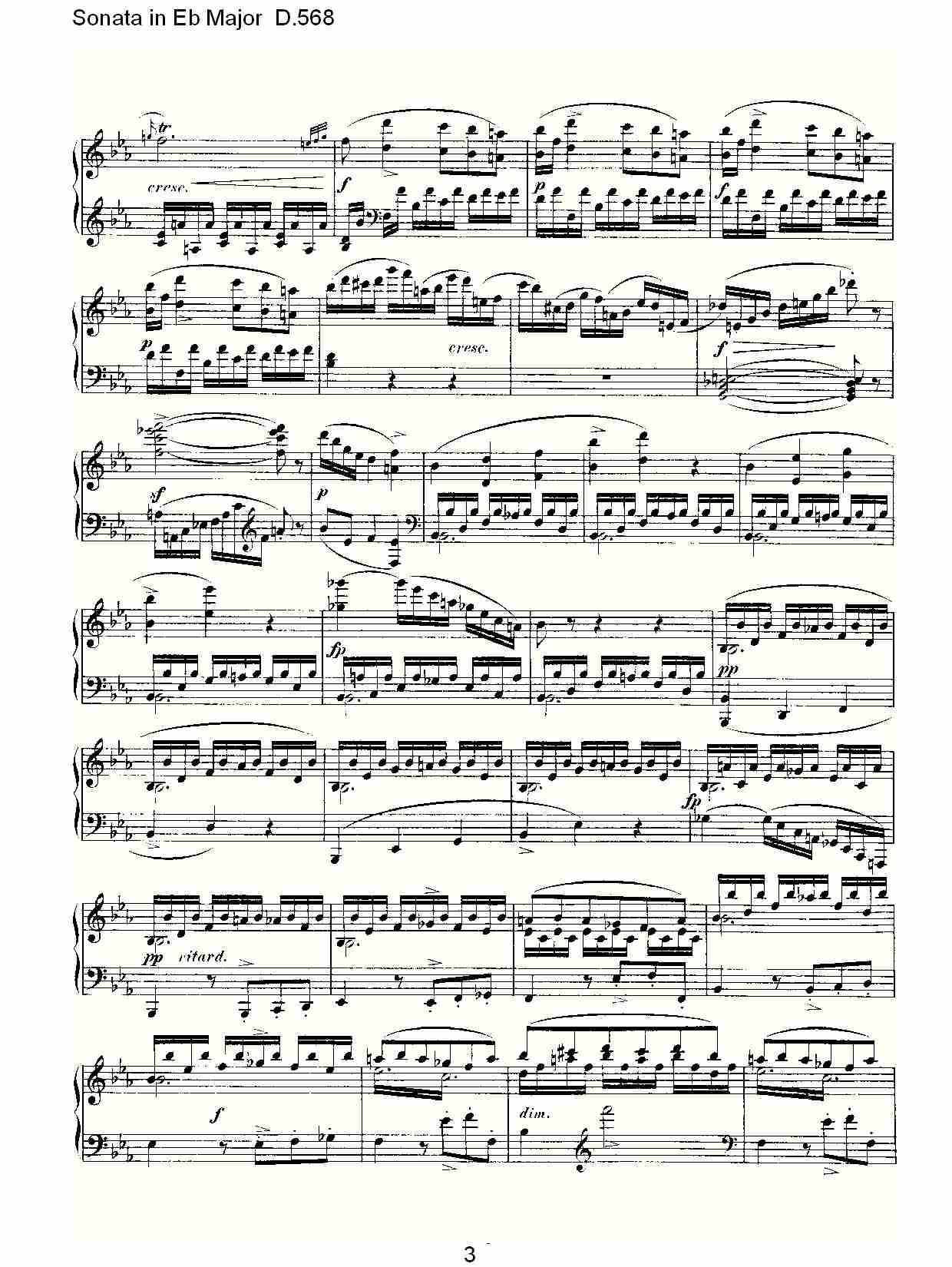 Sonata in Eb Major D.568 Eb大调奏鸣曲D.568（一）总谱（图3）