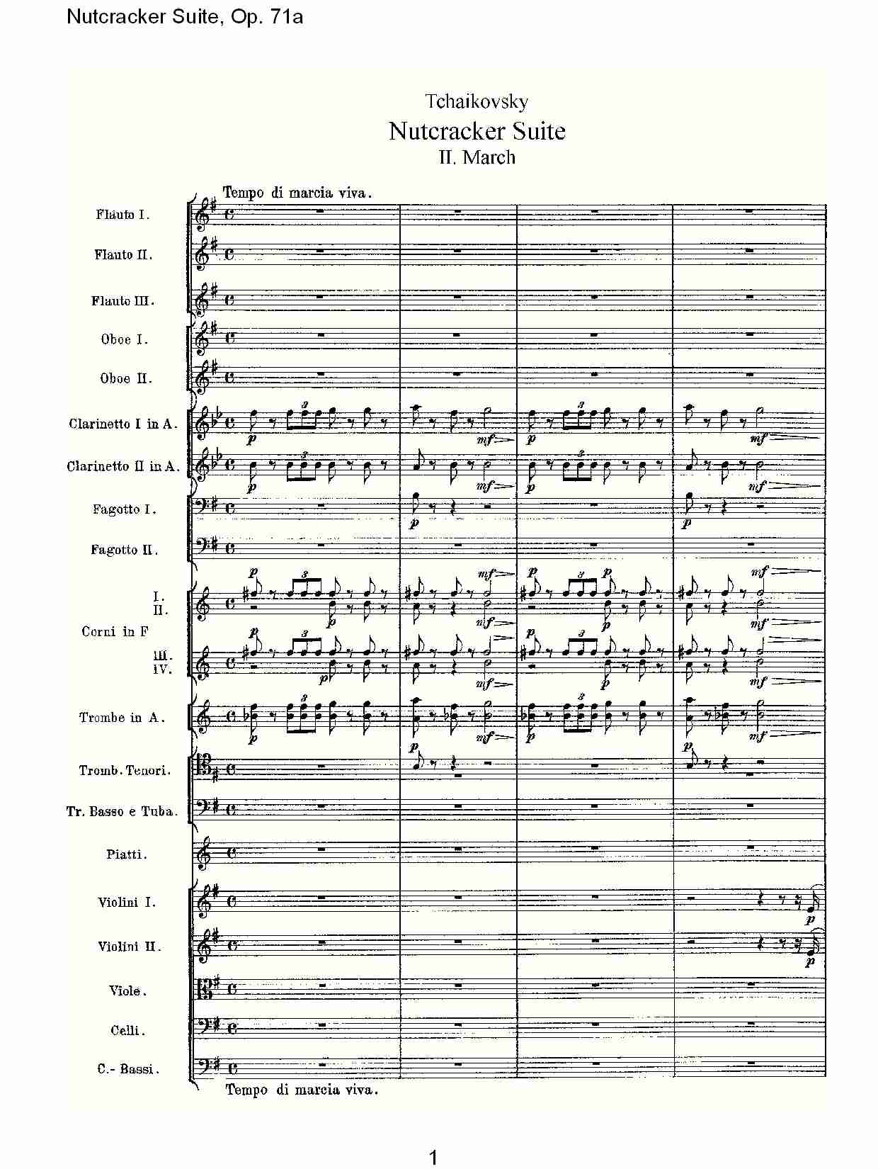 Nutcracker Suite, Op.71a   胡桃铗套曲，Op.71a第二乐章（一）总谱（图1）