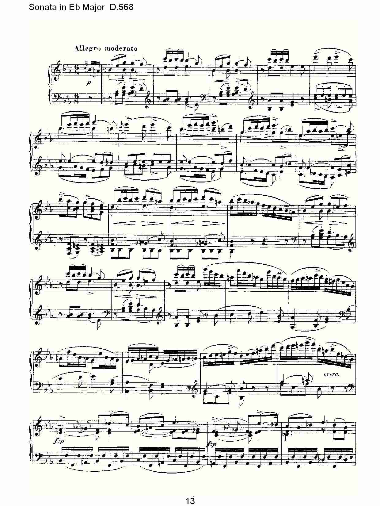 Sonata in Eb Major D.568 Eb大调奏鸣曲D.568（三）总谱（图3）