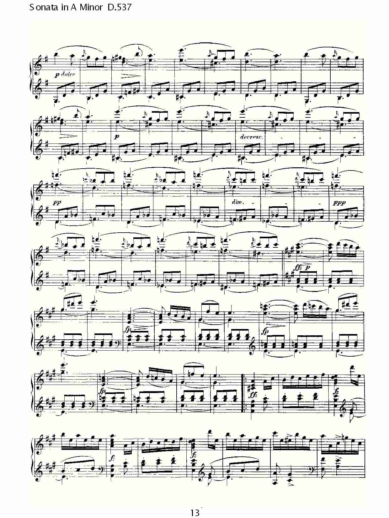 Sonata in A Minor D.537 A小调奏鸣曲D.537（三）总谱（图3）