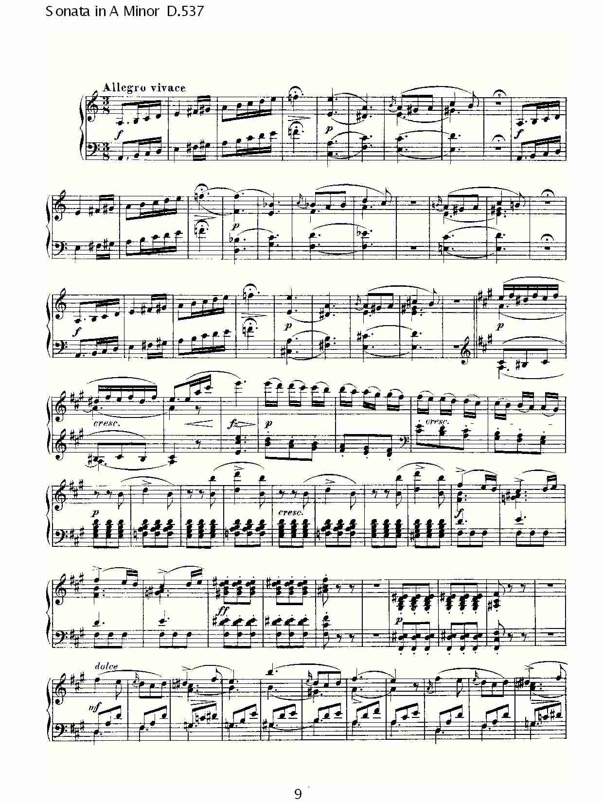 Sonata in A Minor D.537 A小调奏鸣曲D.537（二）总谱（图4）