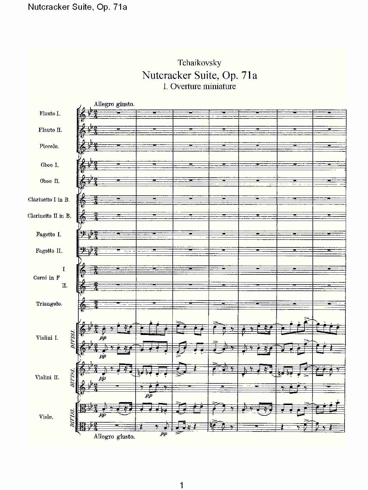 Nutcracker Suite, Op.71a   胡桃铗套曲，Op.71a第一乐章（一）总谱（图1）