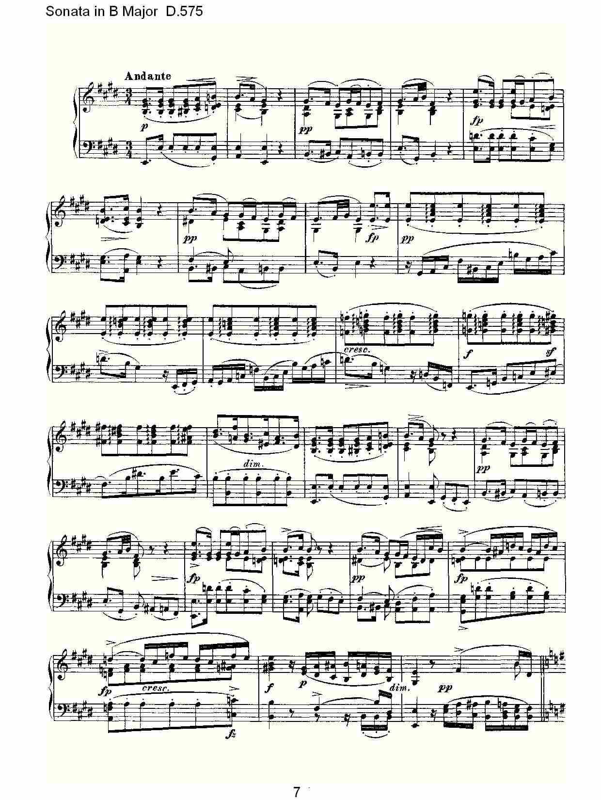Sonata in B Major D.575 B大调奏鸣曲D.575（二）总谱（图2）