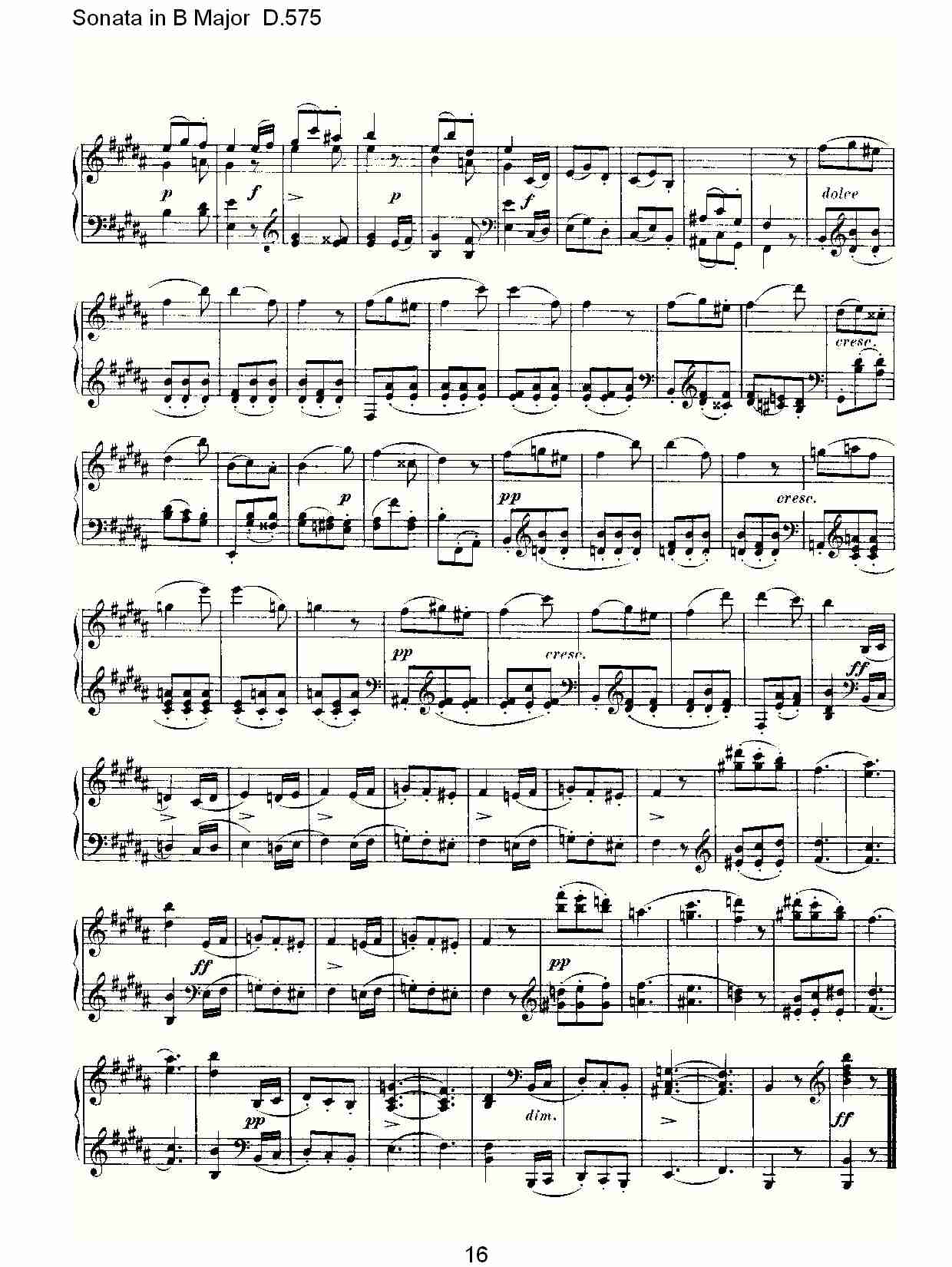 Sonata in B Major D.575 B大调奏鸣曲D.575（四）总谱（图1）