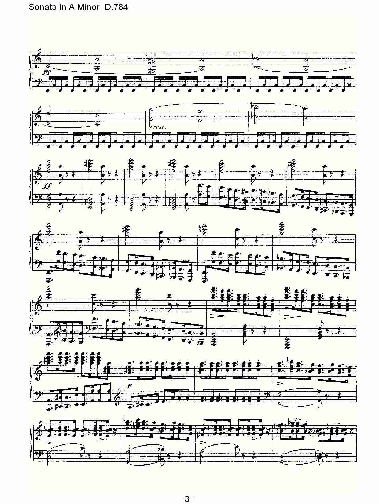 Sonata in A Minor D.784 A小调奏鸣曲D.784（一）总谱（图3）