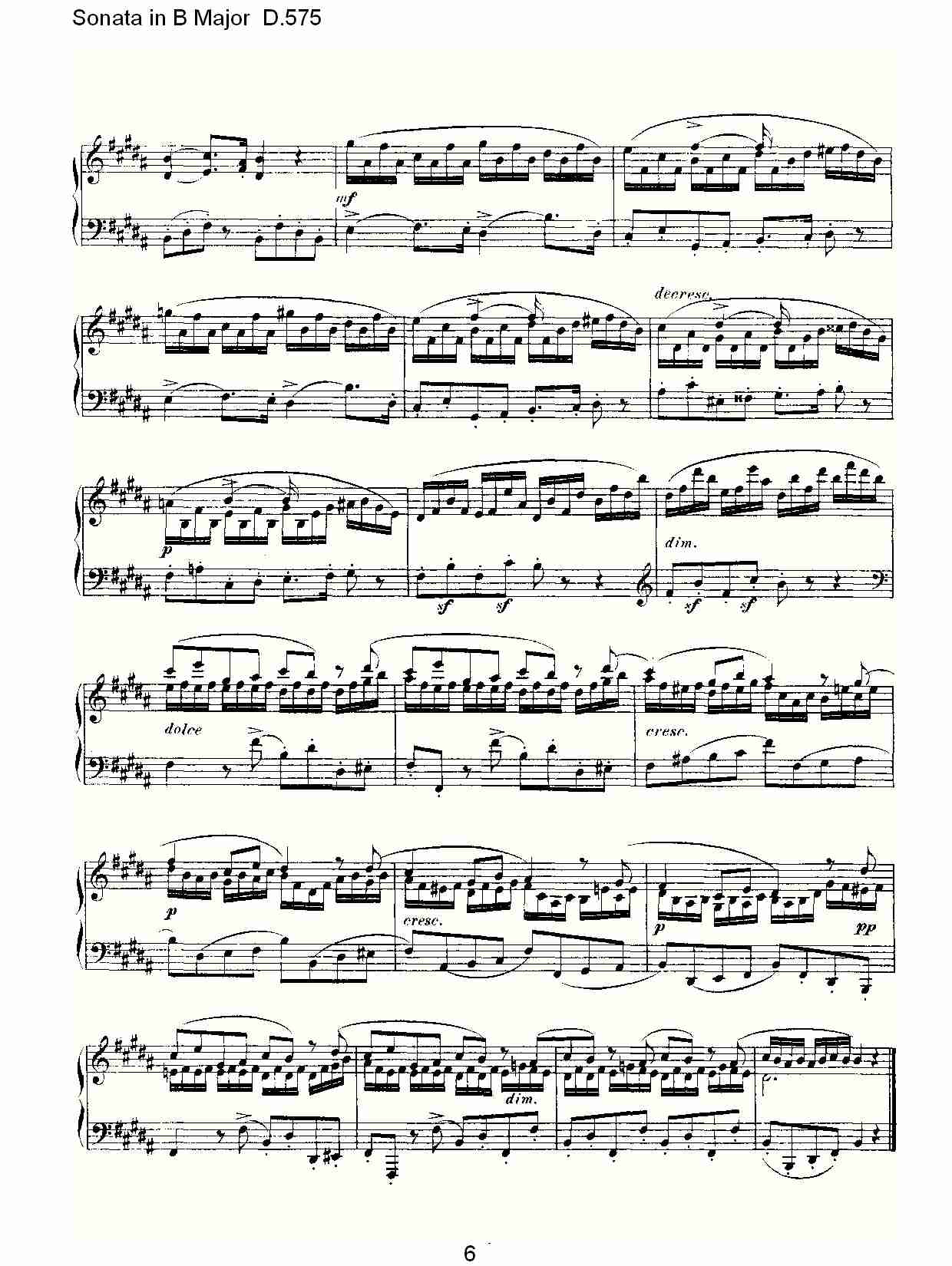 Sonata in B Major D.575 B大调奏鸣曲D.575（二）总谱（图1）