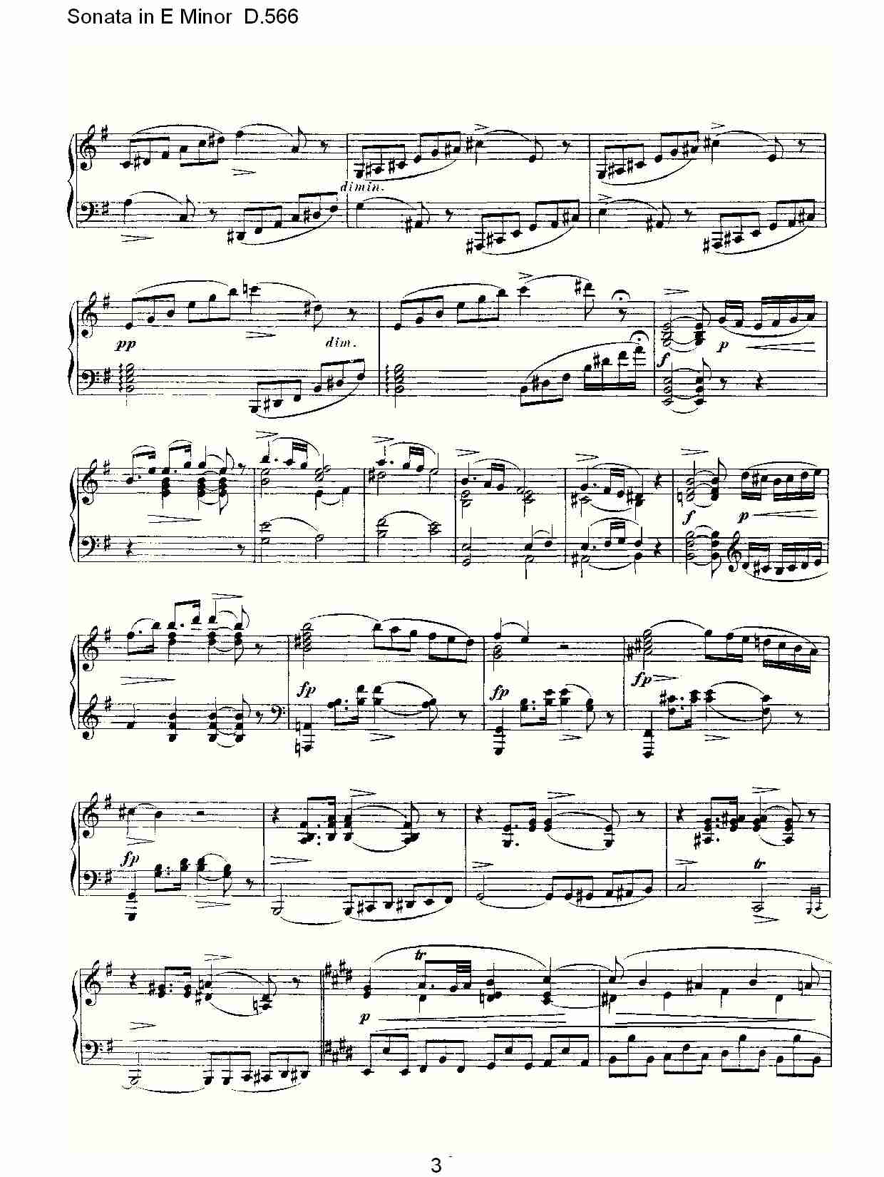 Sonata in E Minor D.566  E小调奏鸣曲D.566总谱（图3）