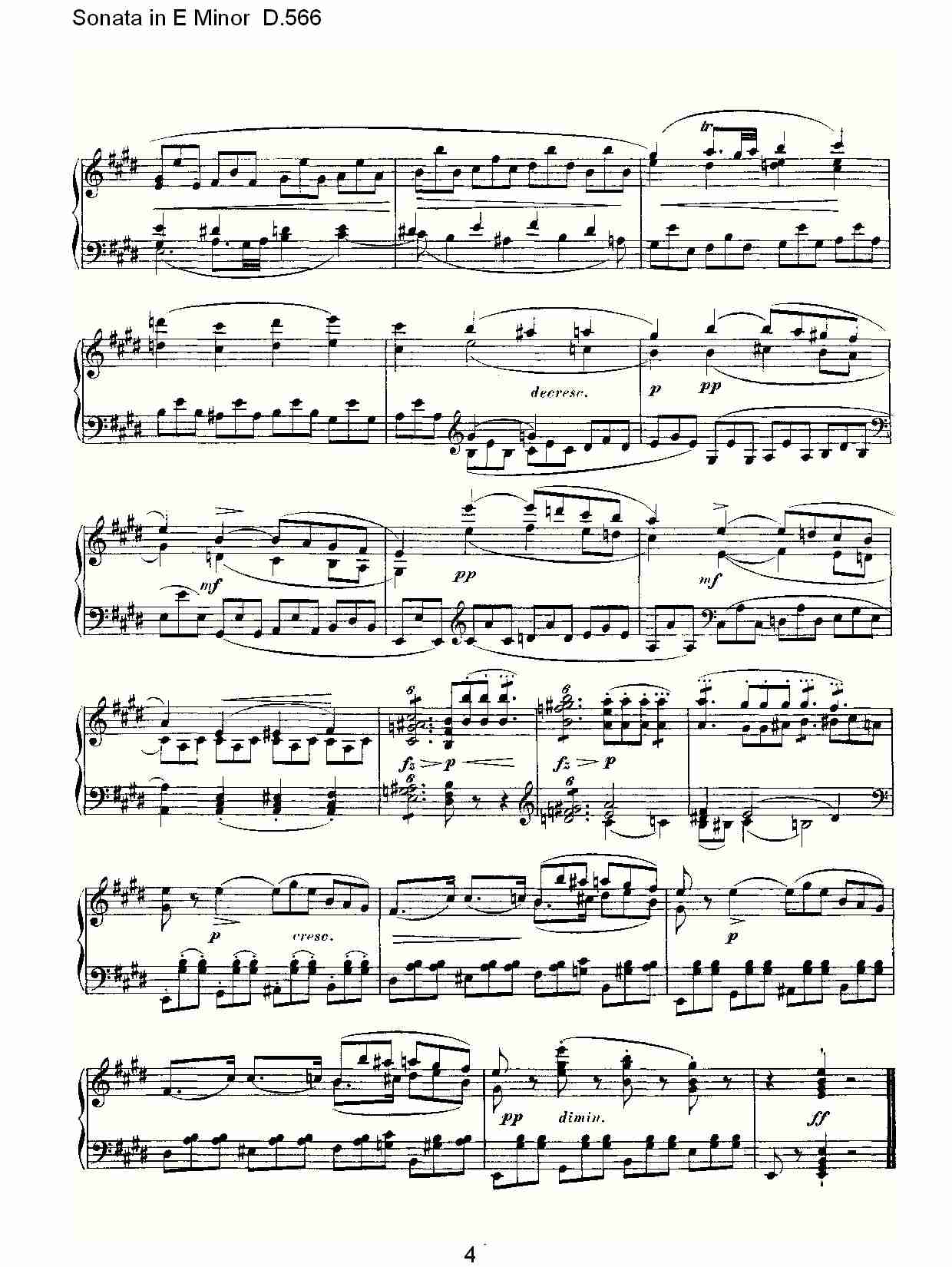Sonata in E Minor D.566  E小调奏鸣曲D.566总谱（图4）