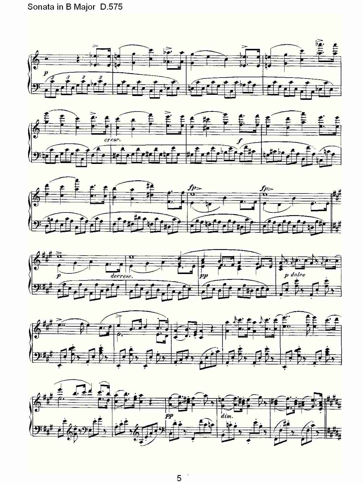 Sonata in B Major D.575 B大调奏鸣曲D.575（一）总谱（图5）