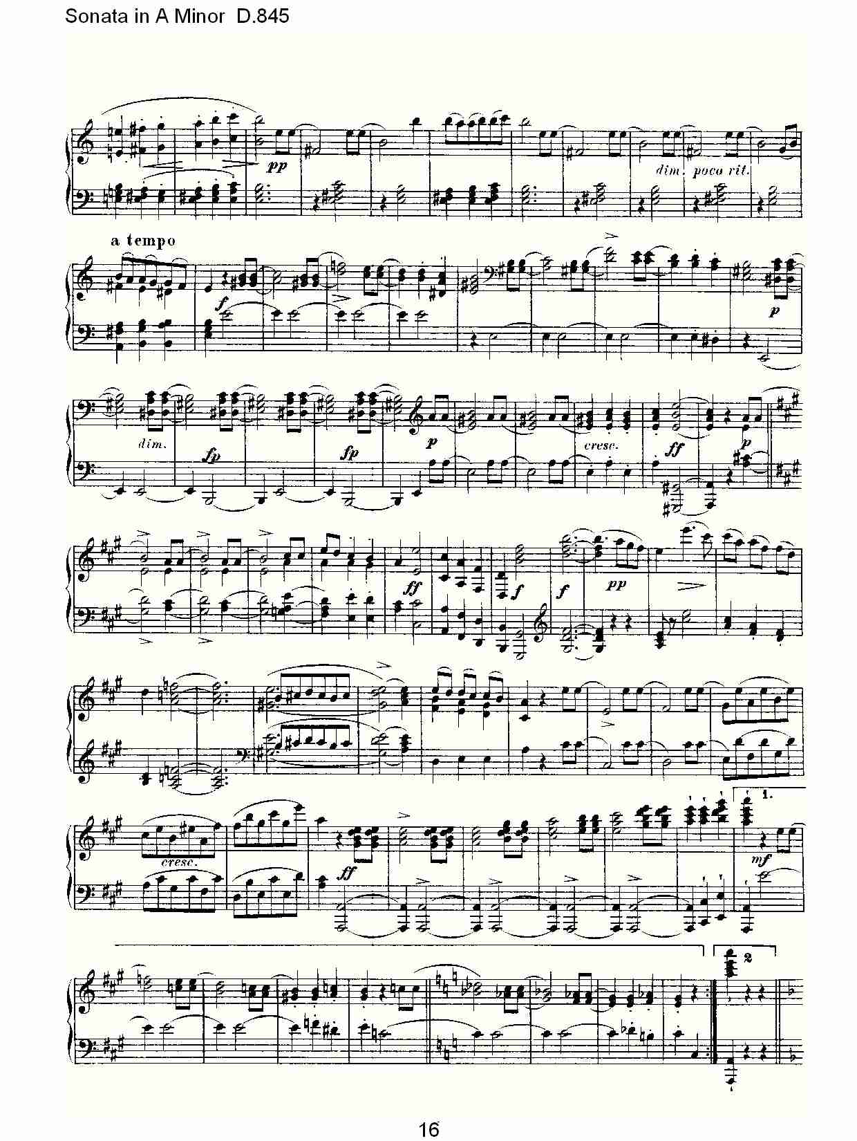 Sonata in A Minor D.845 A小调奏鸣曲D.845（四）总谱（图1）