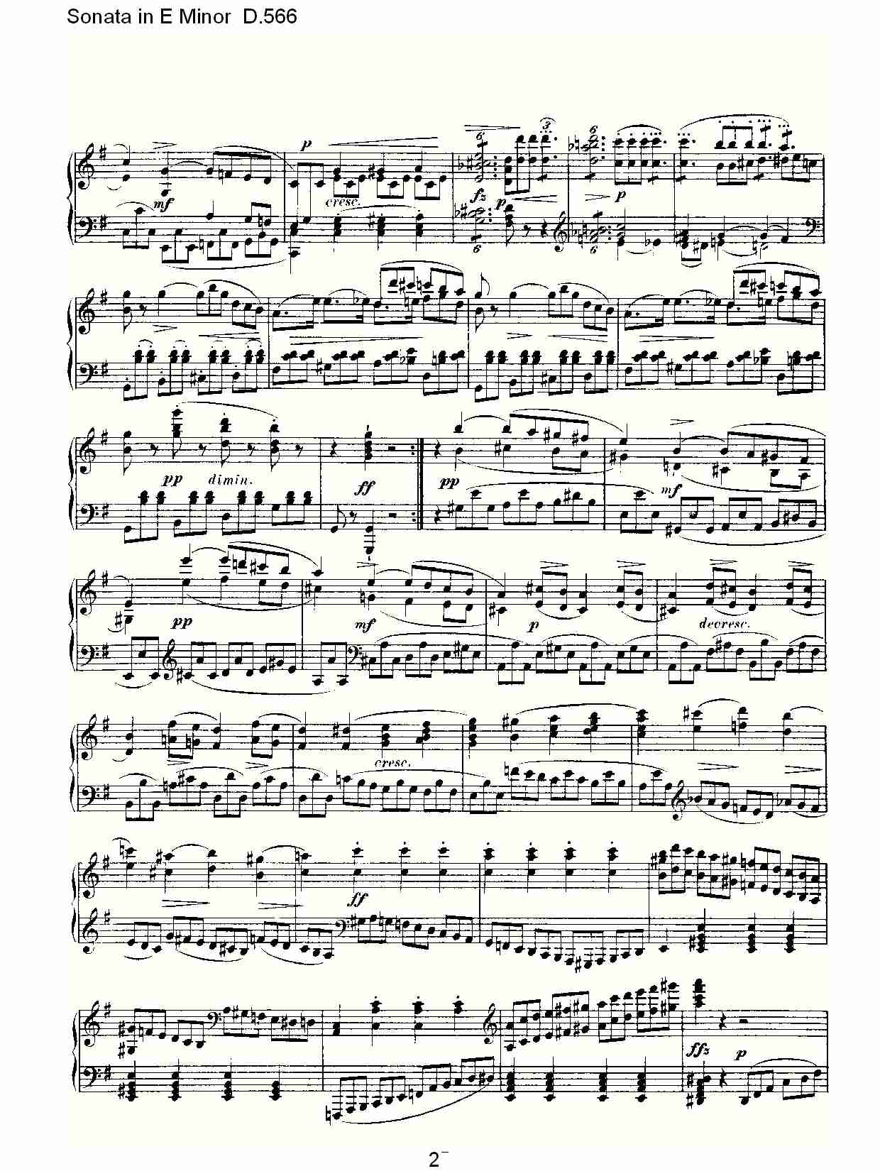 Sonata in E Minor D.566  E小调奏鸣曲D.566总谱（图2）