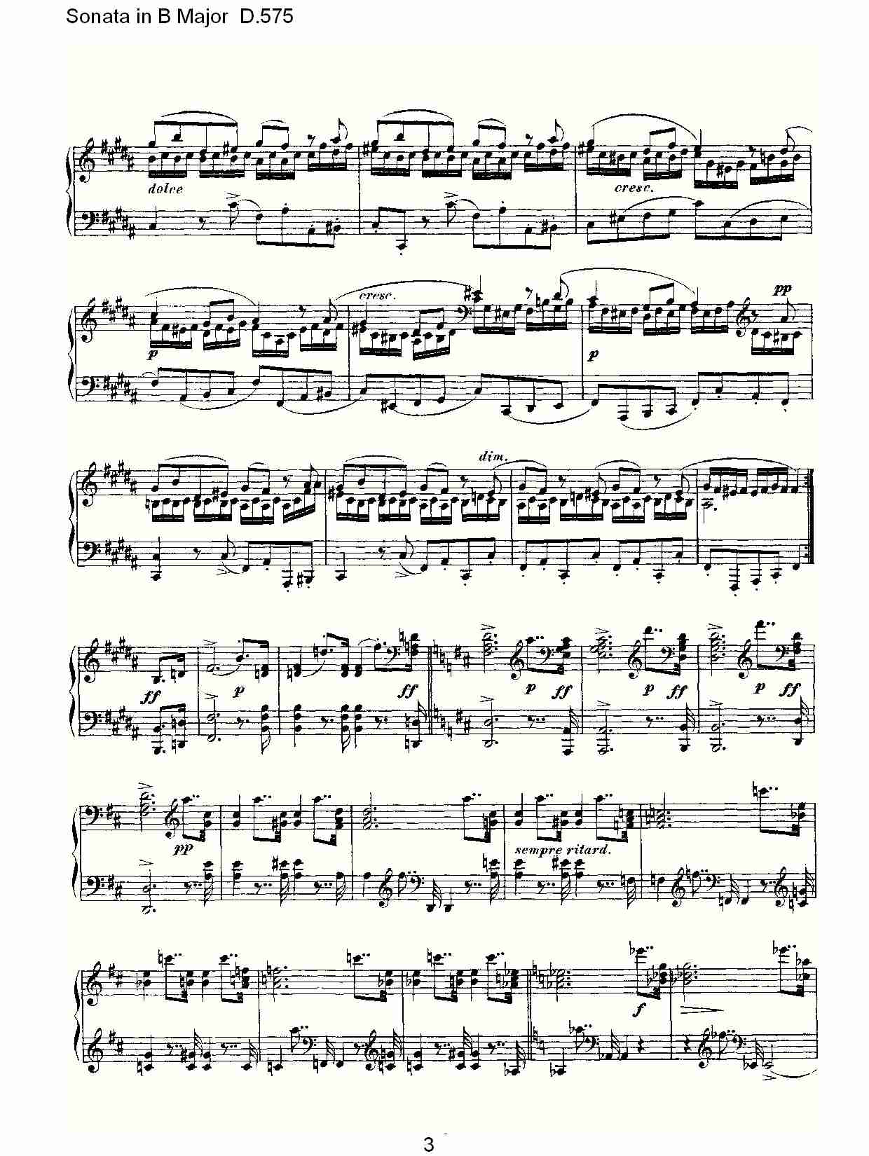 Sonata in B Major D.575 B大调奏鸣曲D.575（一）总谱（图3）