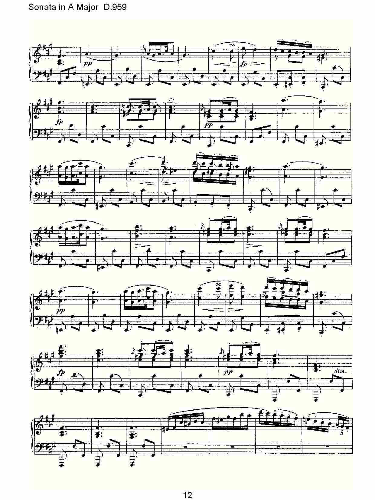 Sonata in A Major D.959  A大调奏鸣曲D.959（三）总谱（图2）