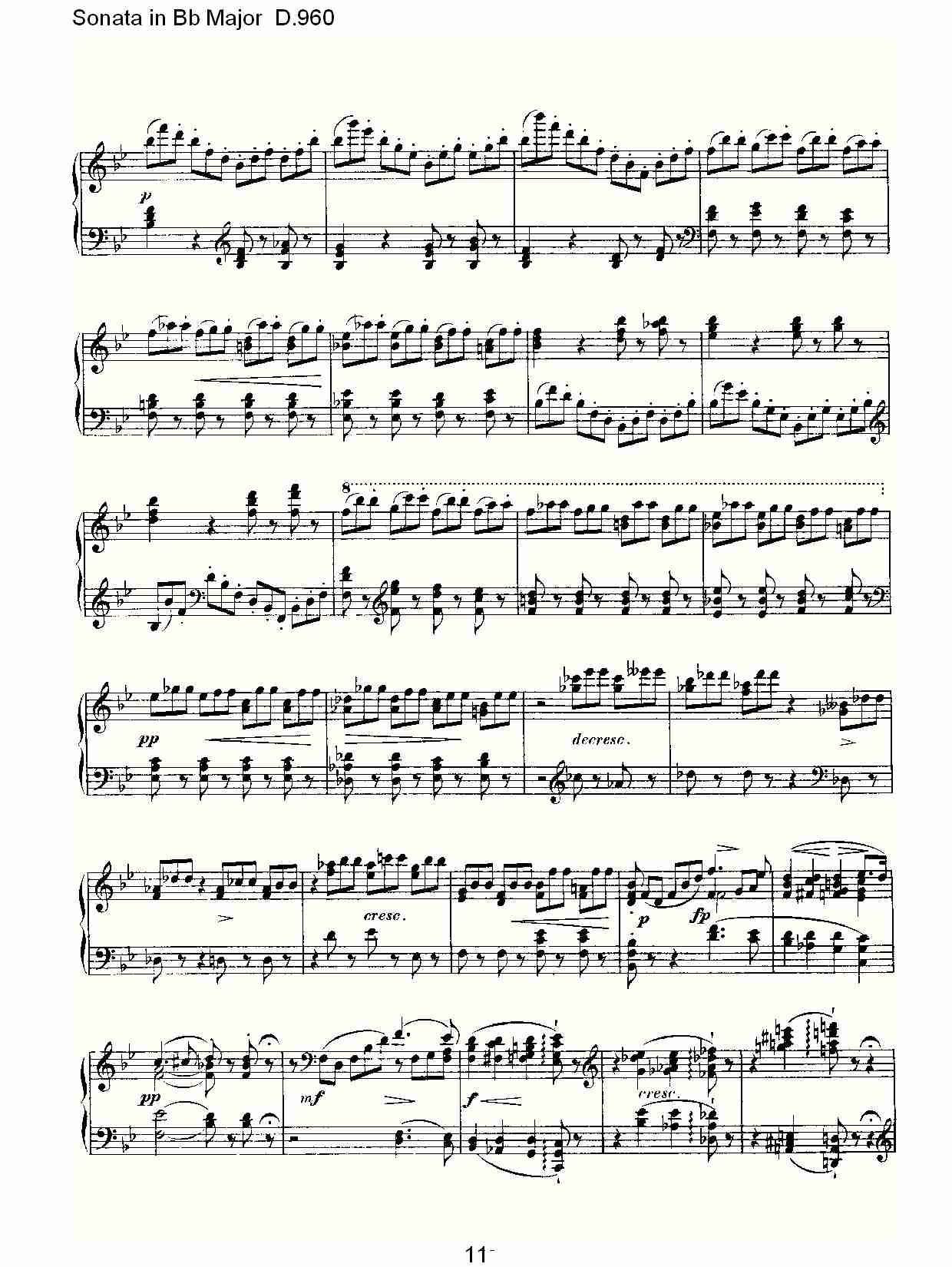 Sonata in Bb Major D.960  Bb大调奏鸣曲D.960（三）总谱（图1）