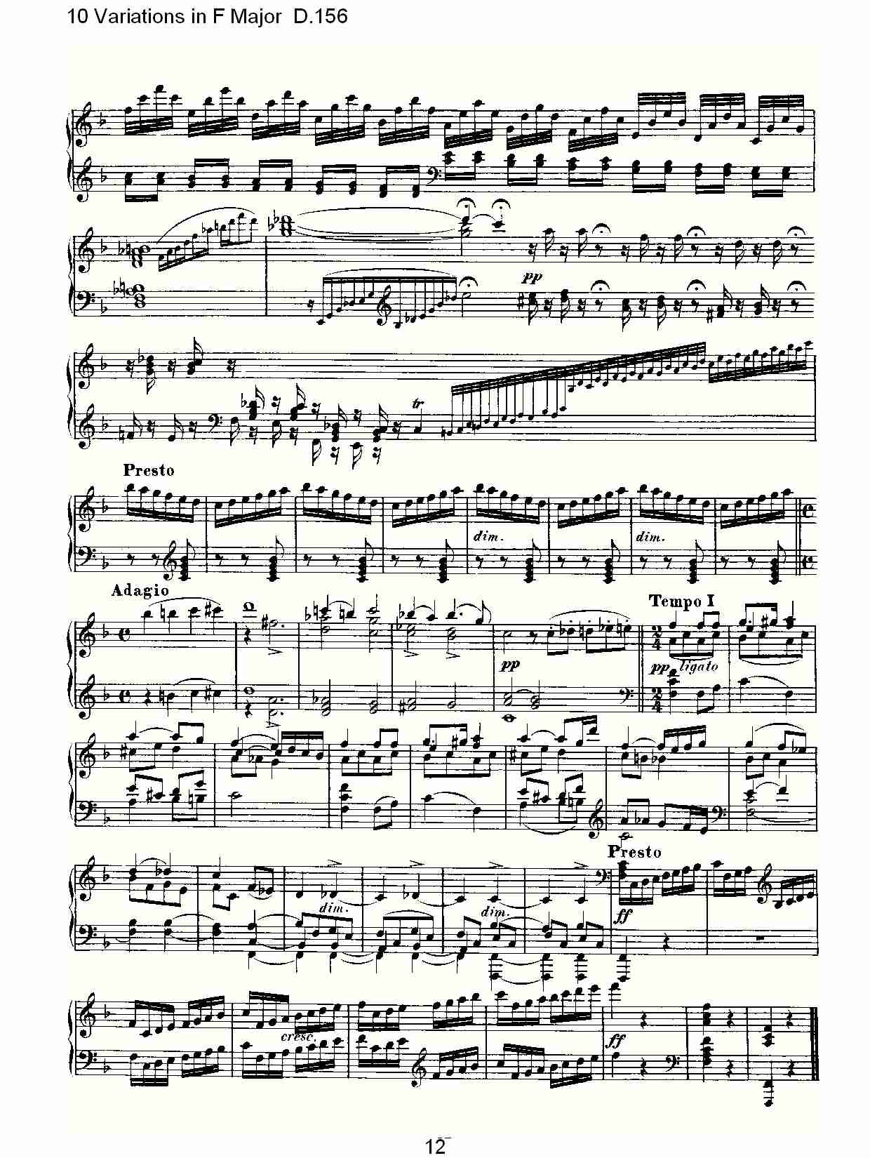 10 Variations in F Major D.156   F大调10变奏曲D.156（三）总谱（图2）