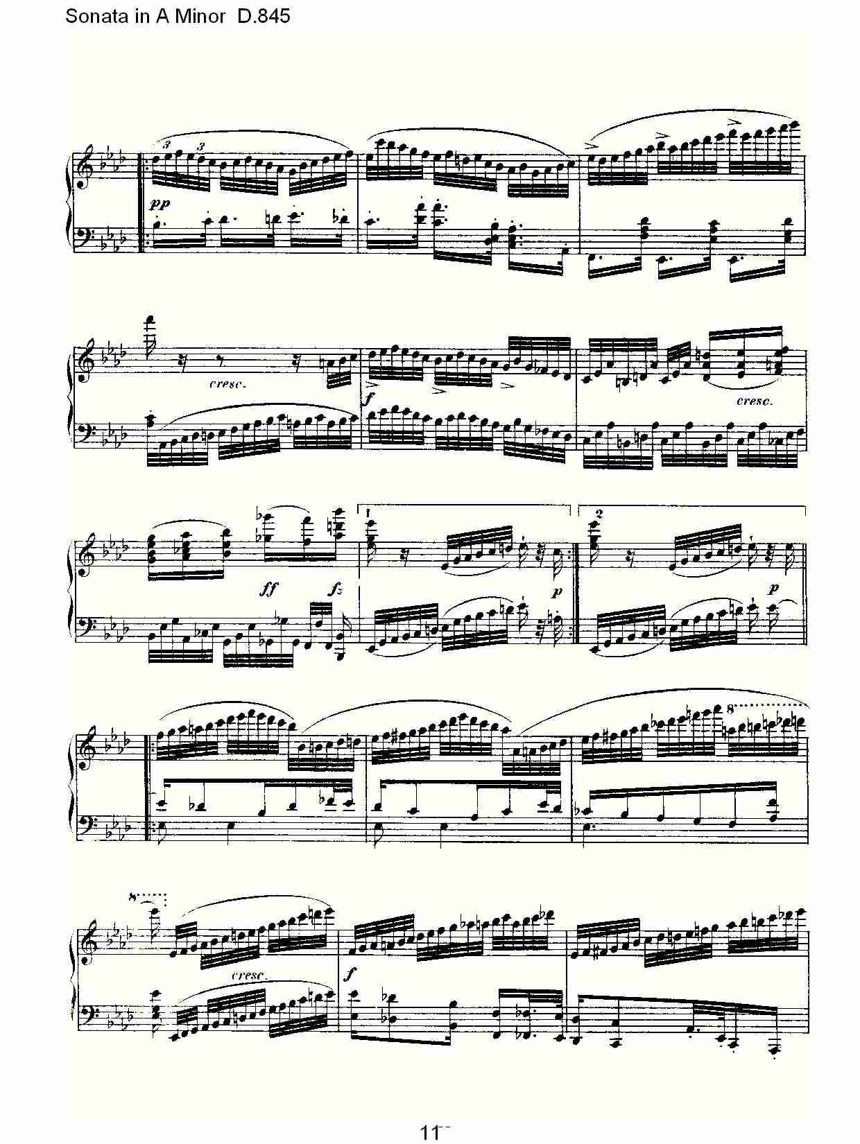 Sonata in A Minor D.845 A小调奏鸣曲D.845（三）总谱（图1）