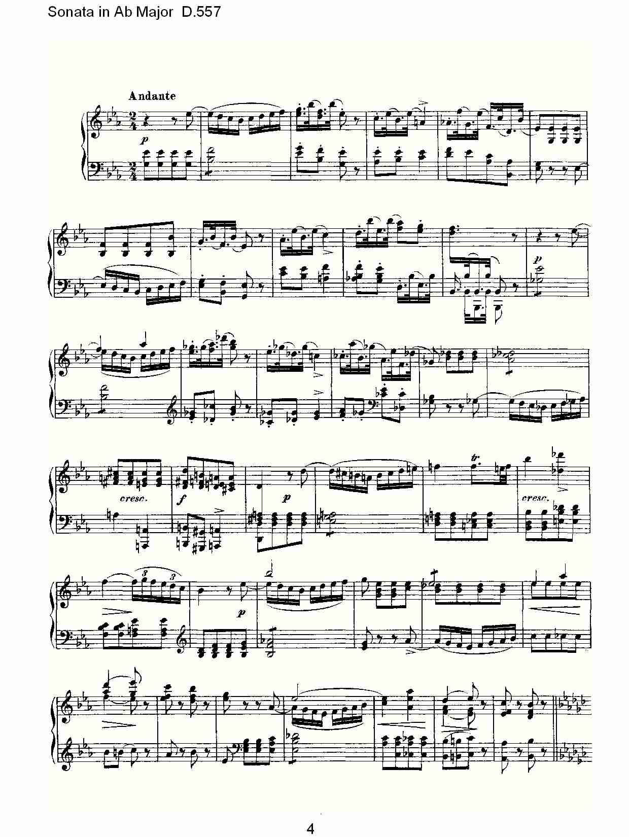 Sonata in Ab Major D.557 Ab大调奏鸣曲D.557（一）总谱（图4）