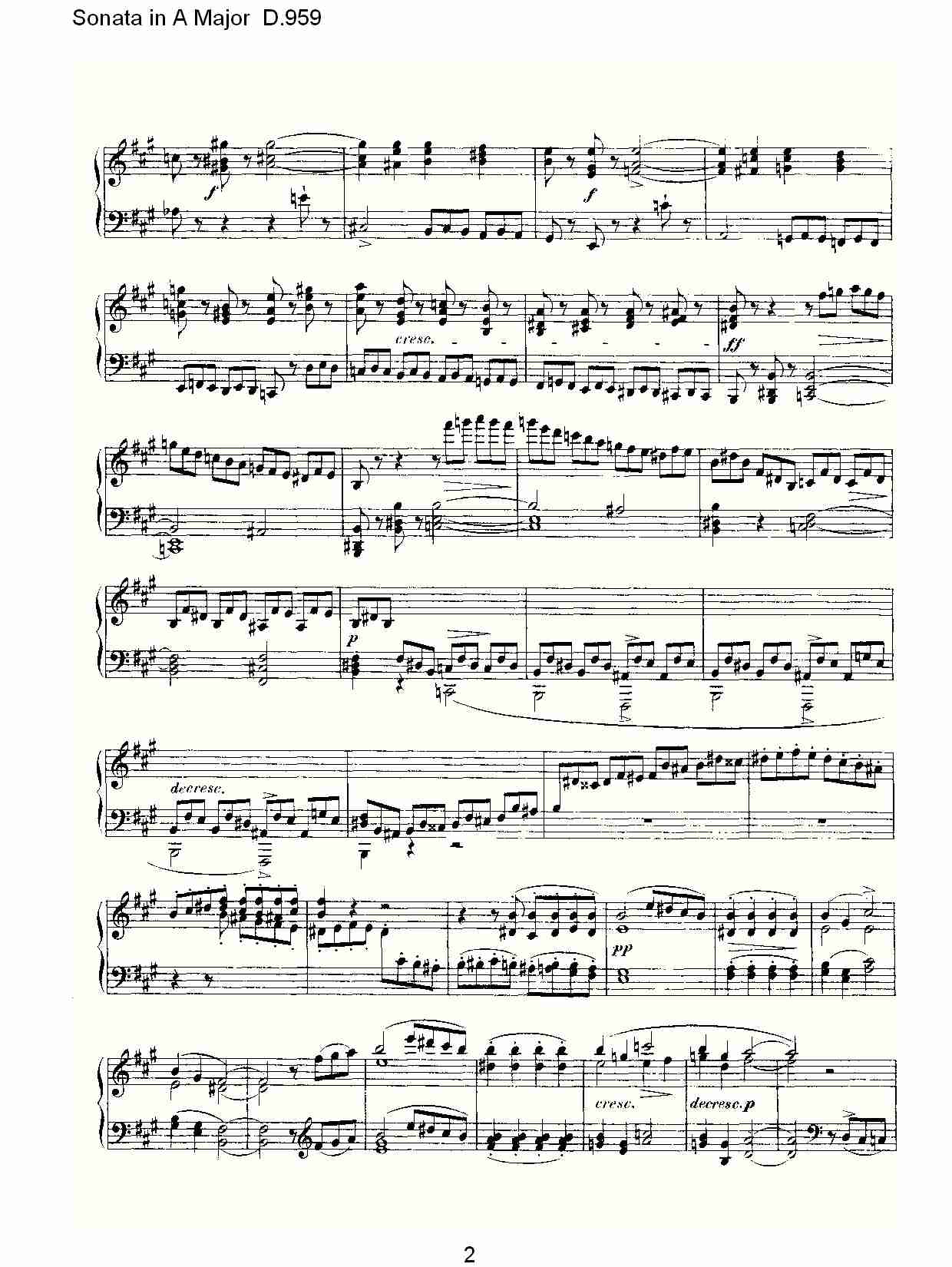 Sonata in A Major D.959  A大调奏鸣曲D.959（一）总谱（图2）