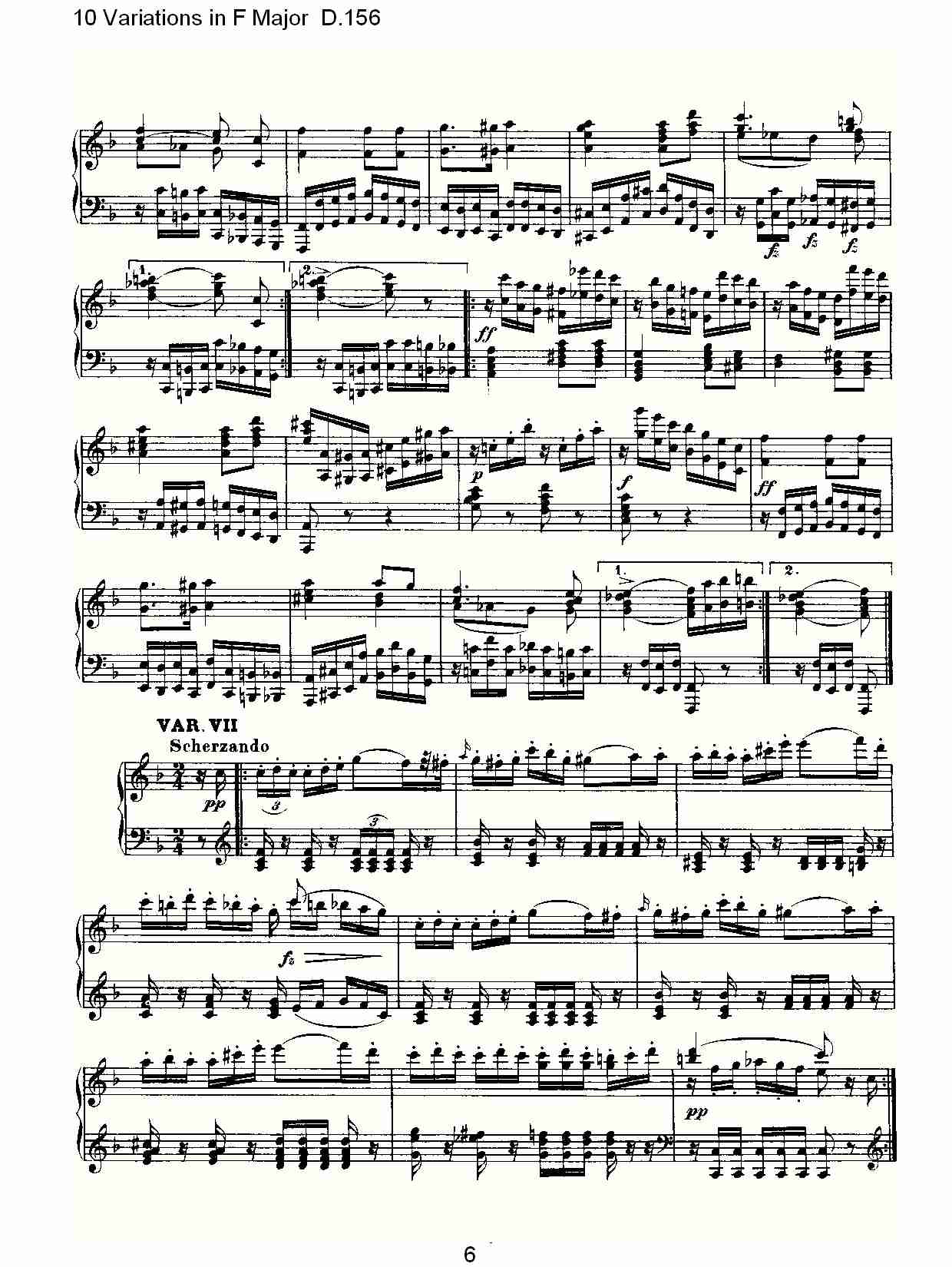 10 Variations in F Major D.156   F大调10变奏曲D.156（二）总谱（图1）