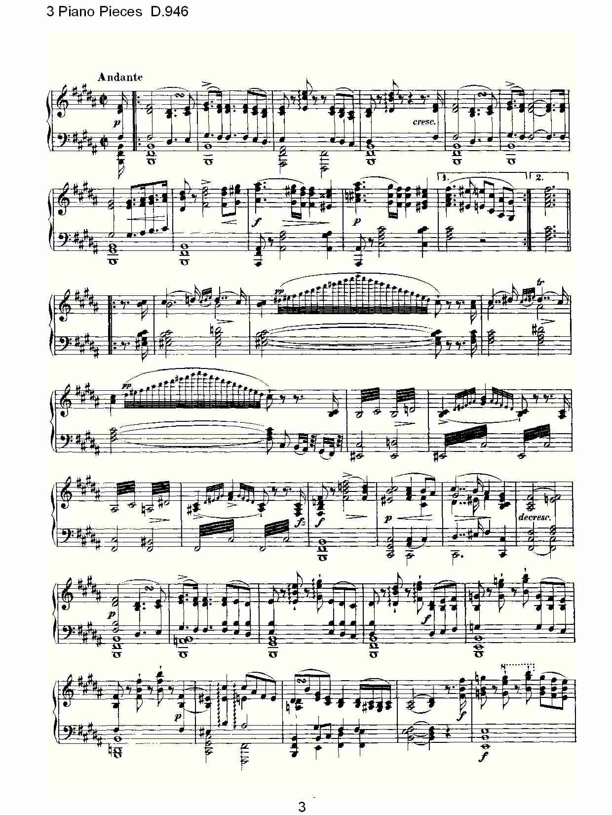 3 Piano Pieces D.946   钢琴三联奏D.946（一）总谱（图3）