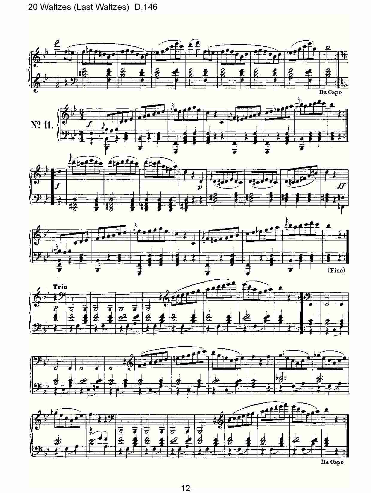 20华尔兹舞曲（终结华尔兹舞曲）D.146（三）总谱（图2）