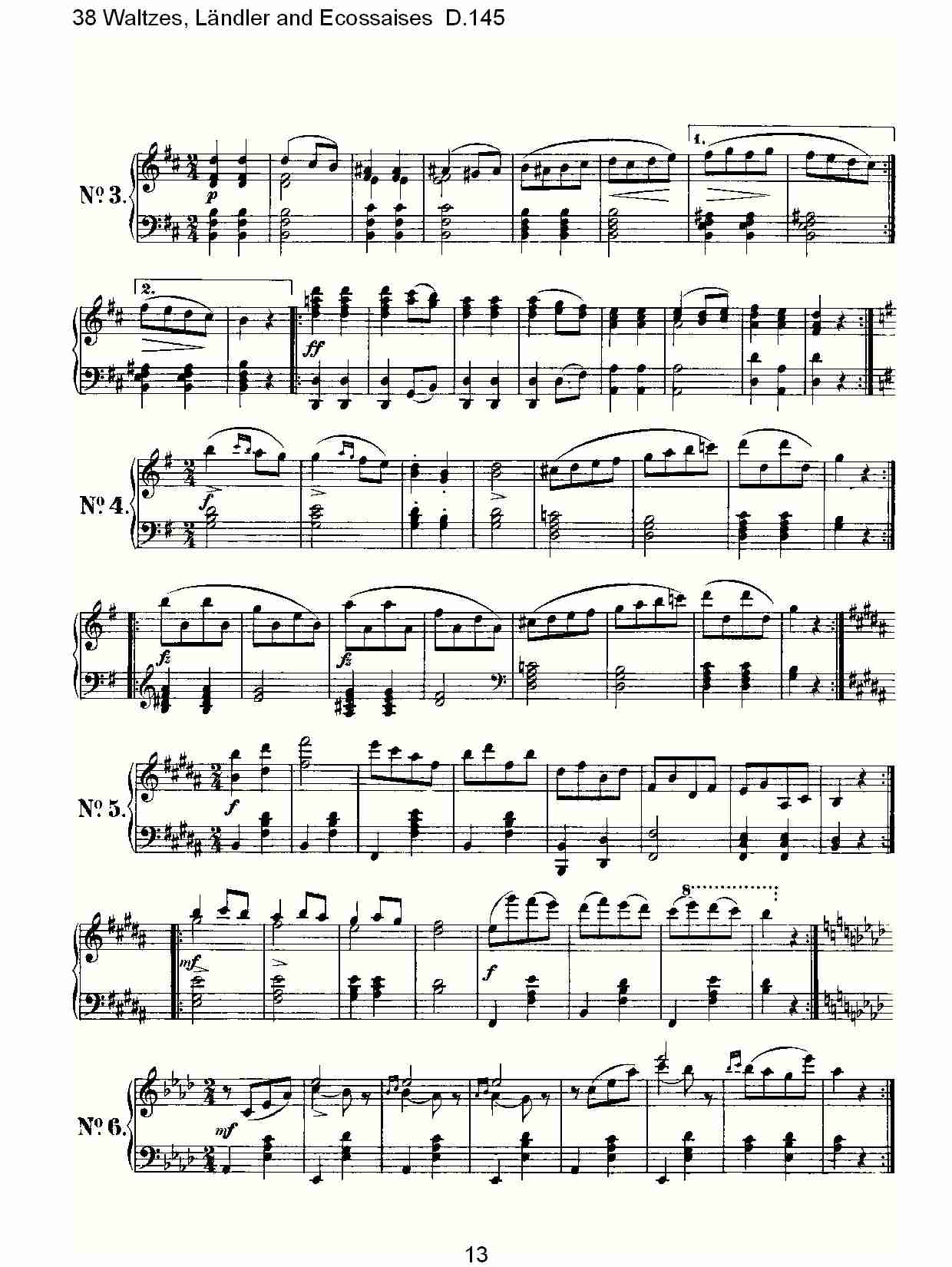 38华尔兹舞曲, Ländler and Ecossaises D.145（三）总谱（图3）