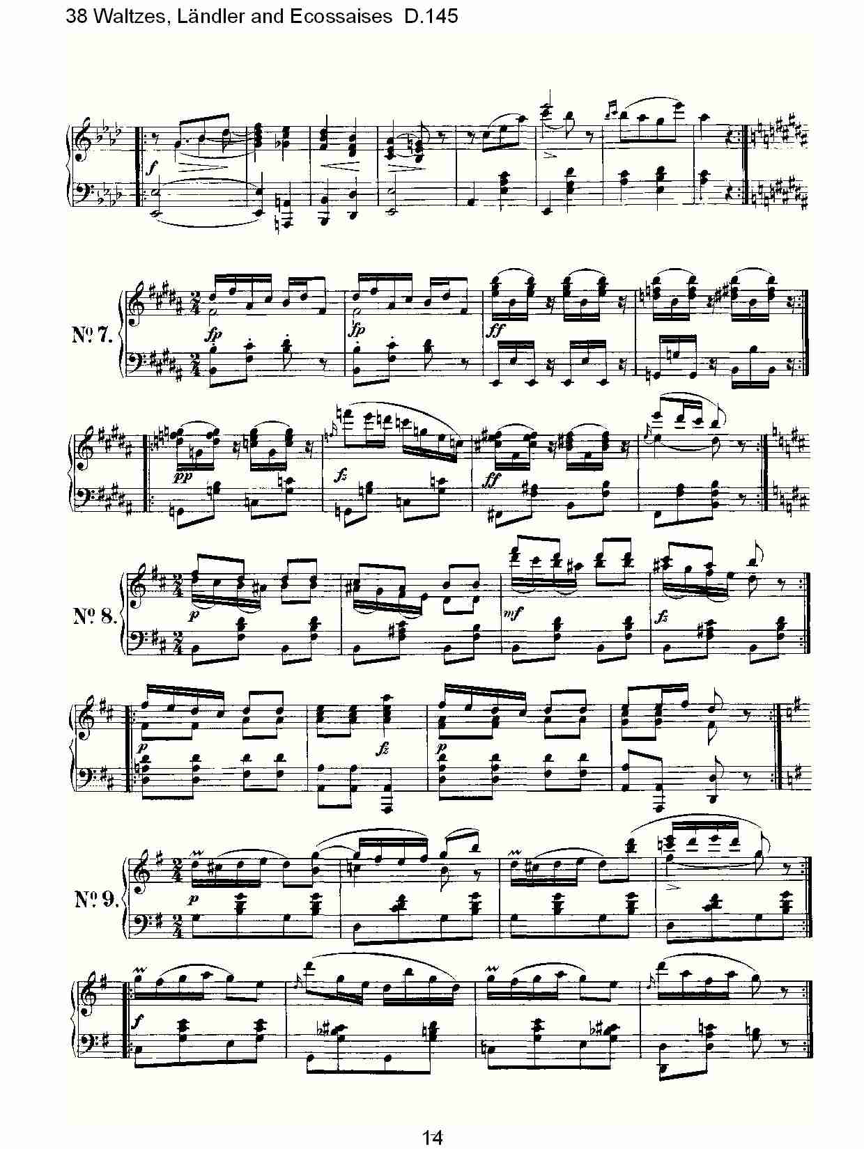 38华尔兹舞曲, Ländler and Ecossaises D.145（三）总谱（图4）