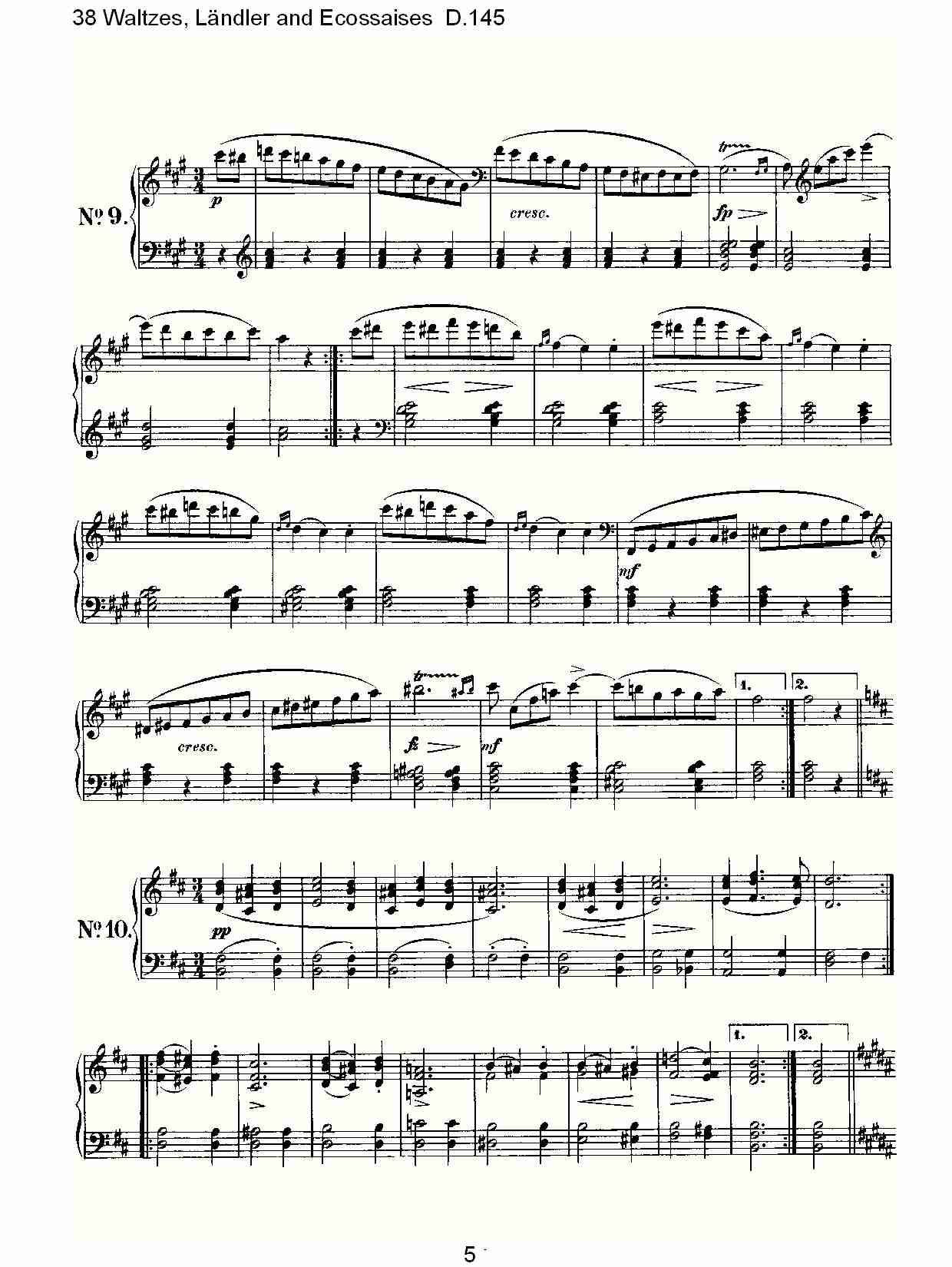 38华尔兹舞曲, Ländler and Ecossaises D.145（一）总谱（图5）