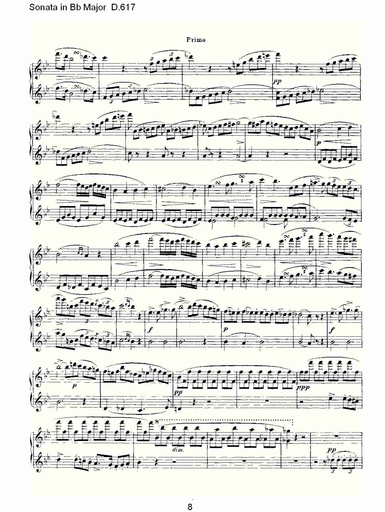 Sonata in Bb Major D.617  Bb大调奏鸣曲D.617（二）总谱（图3）