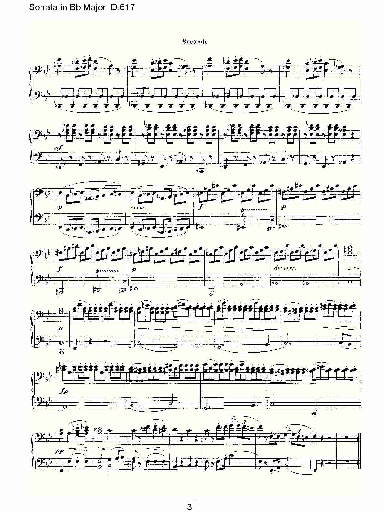 Sonata in Bb Major D.617  Bb大调奏鸣曲D.617（一）总谱（图3）