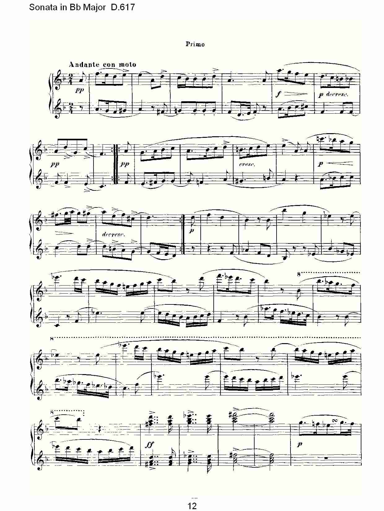Sonata in Bb Major D.617  Bb大调奏鸣曲D.617（三）总谱（图2）